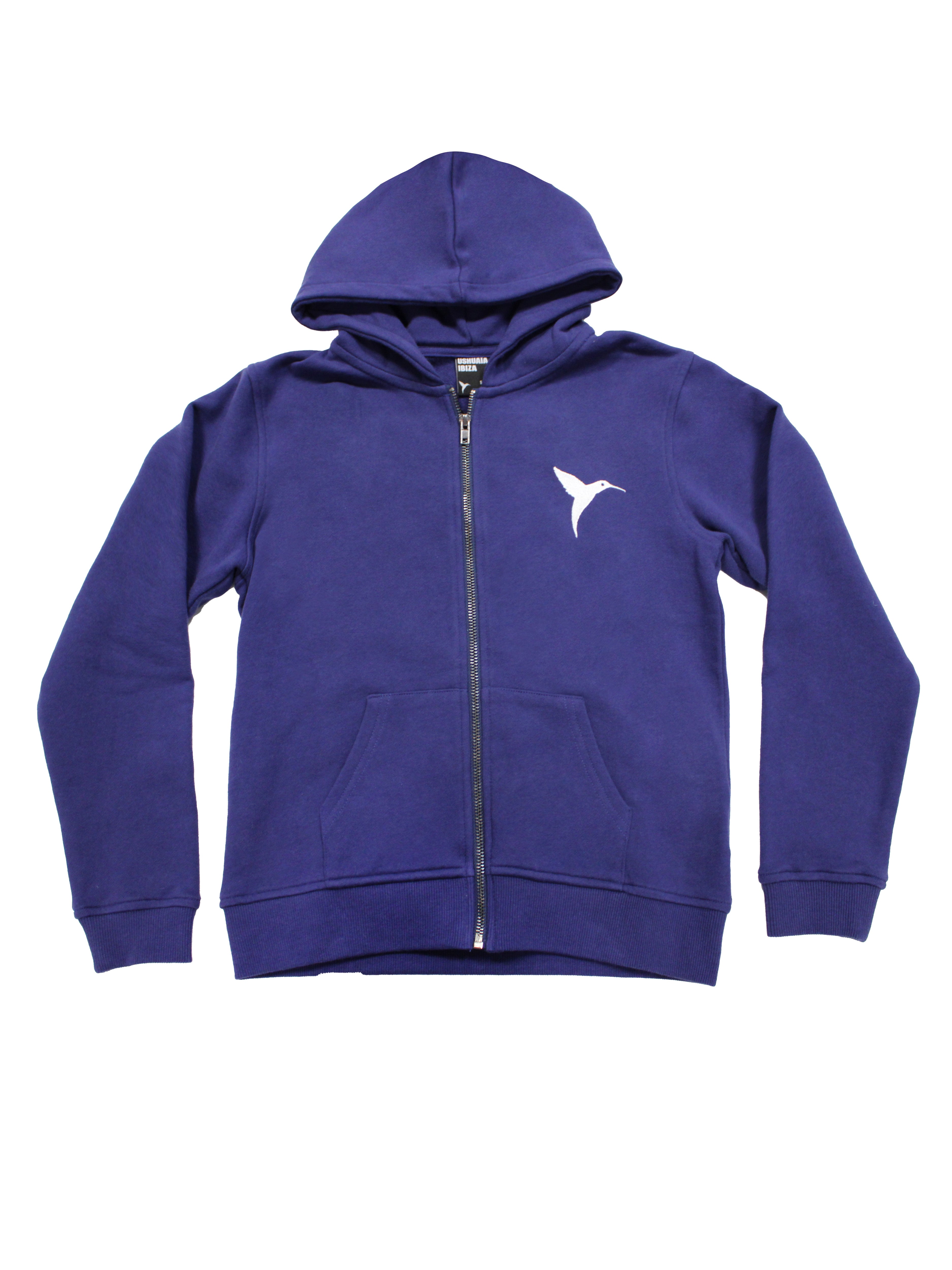 Zip-up hoodie. Print detail on the front and contrasting application on the front and back. Rib finishes.
