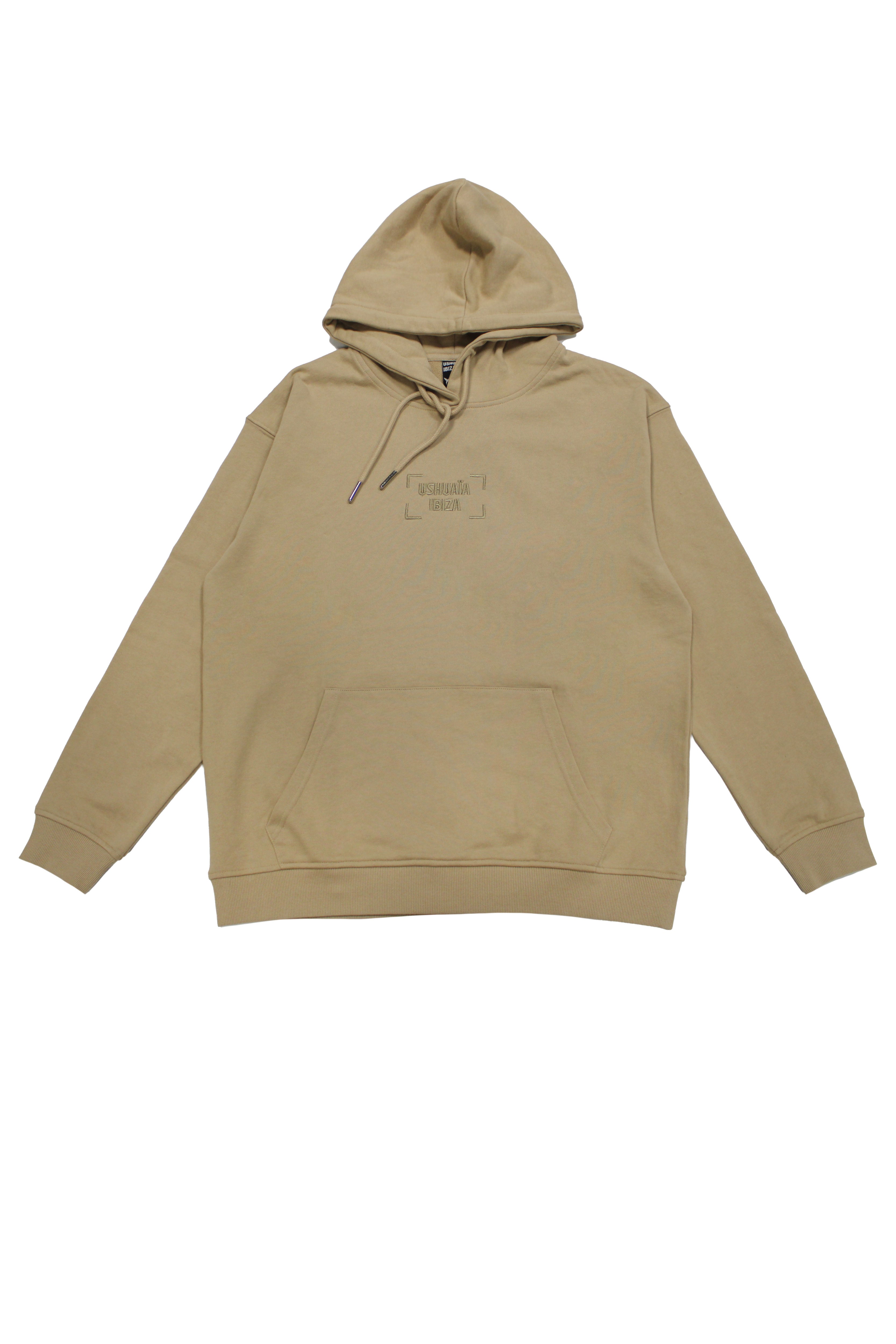 Oversized sweatshirt with adjustable hood with drawstring and long sleeves. Combined embroidery detail on the front and print on the back. Kangaroo pocket on the front. Ribbed finishes.