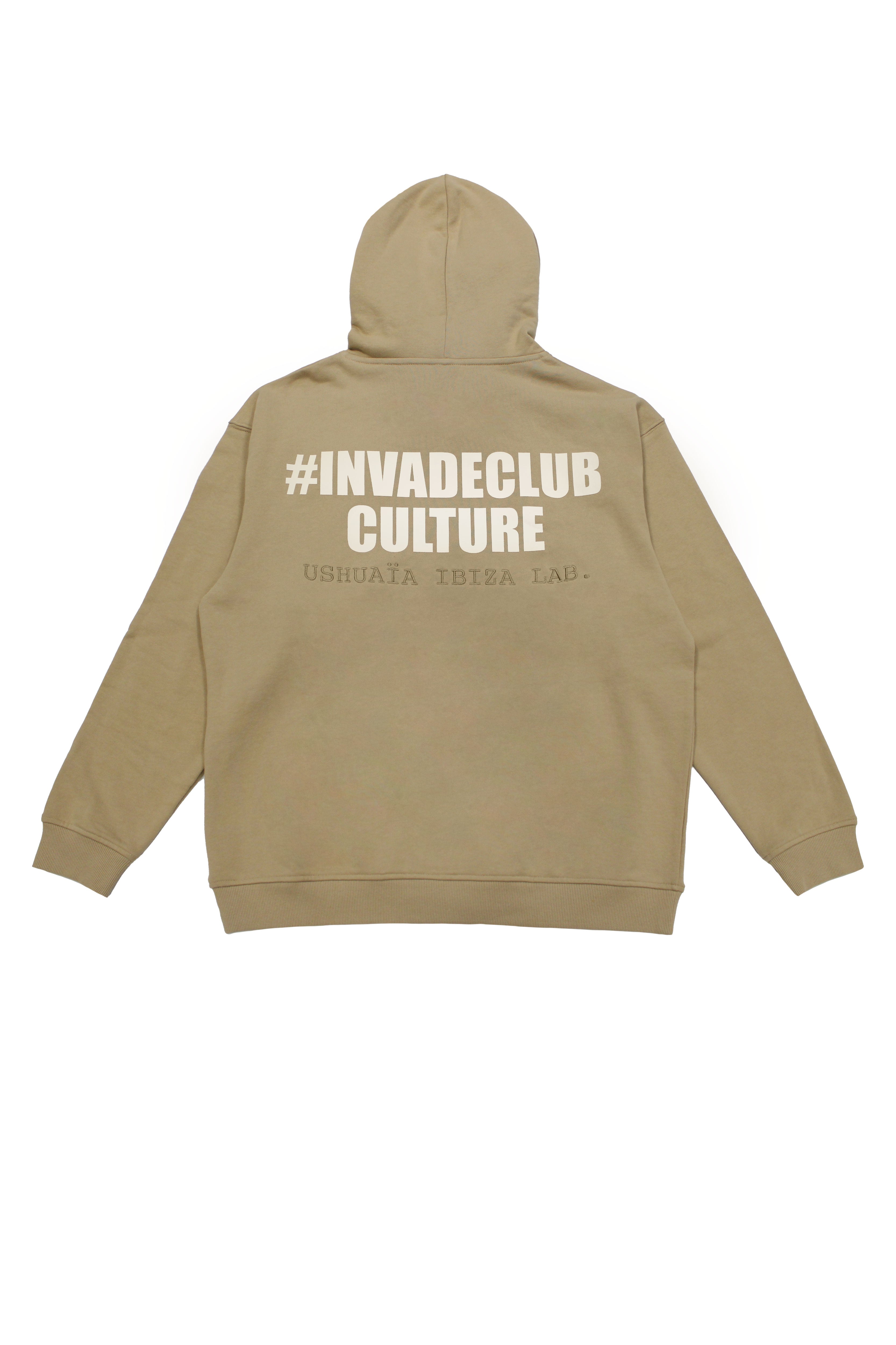 Oversized sweatshirt with adjustable hood with drawstring and long sleeves. Combined embroidery detail on the front and print on the back. Kangaroo pocket on the front. Ribbed finishes.