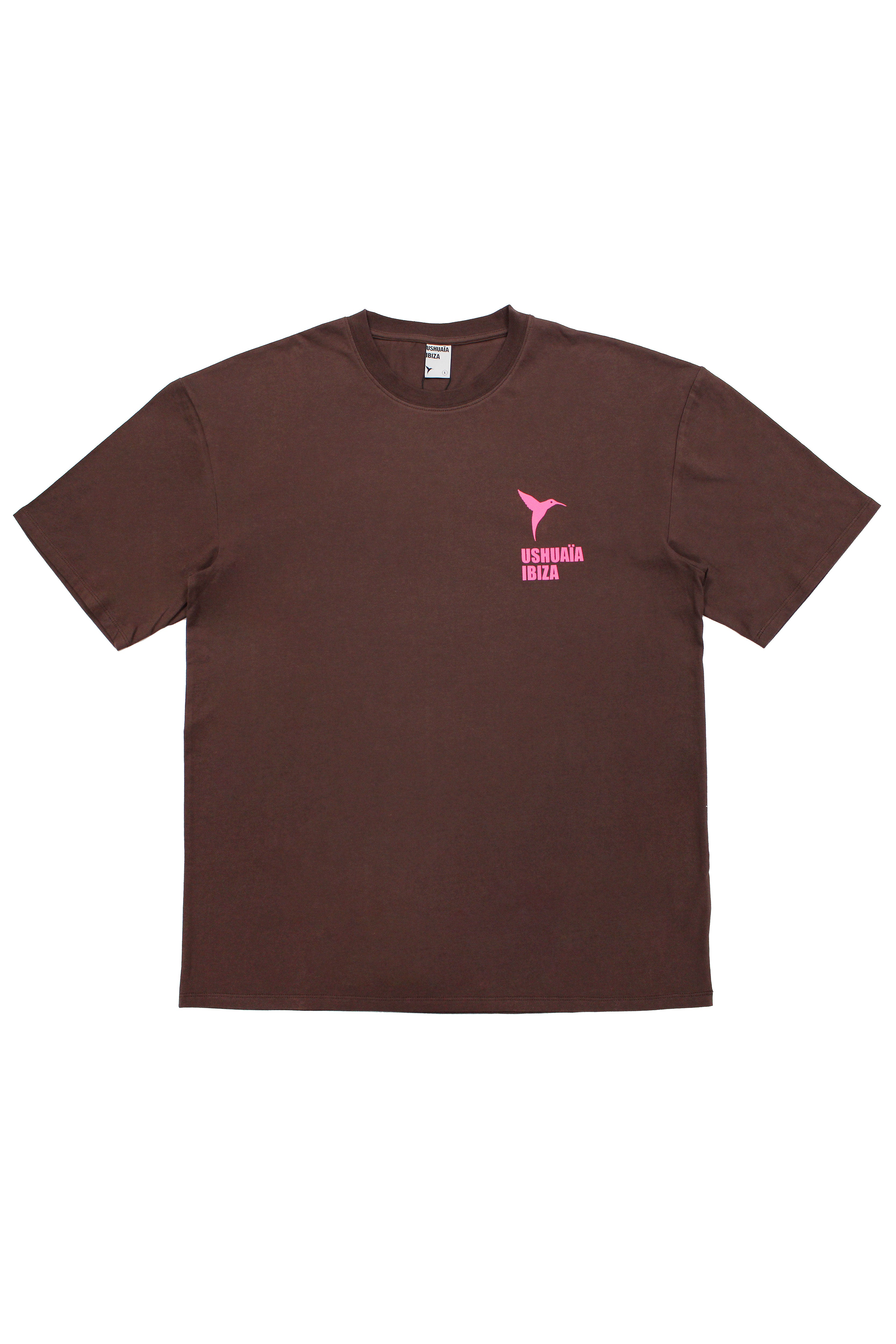 Oversized t-shirt with round neck and short sleeves. Contrast combined print detail on front and back