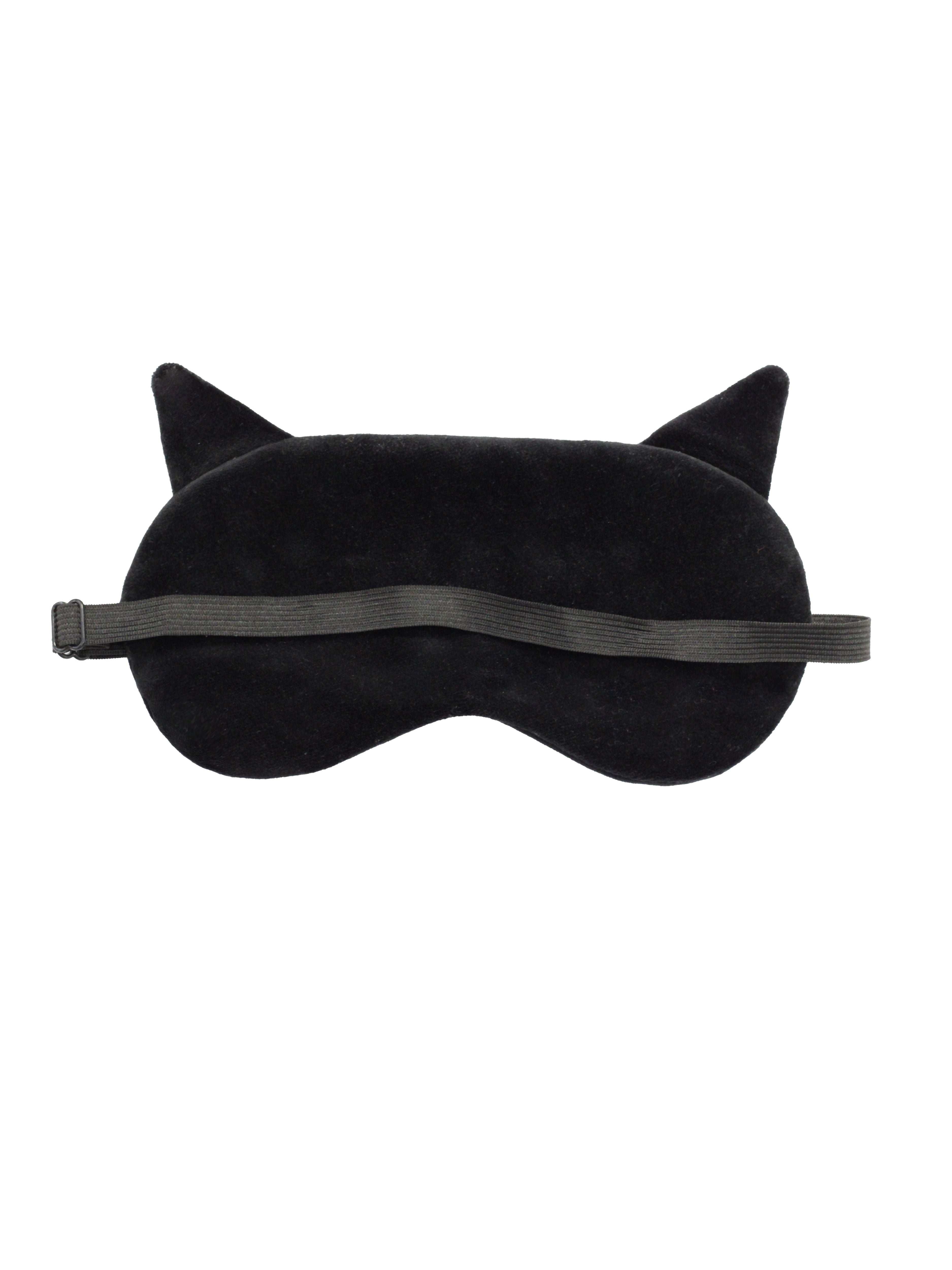 Black Ushuaïa Ibiza velvet eye mask with ear-detail design