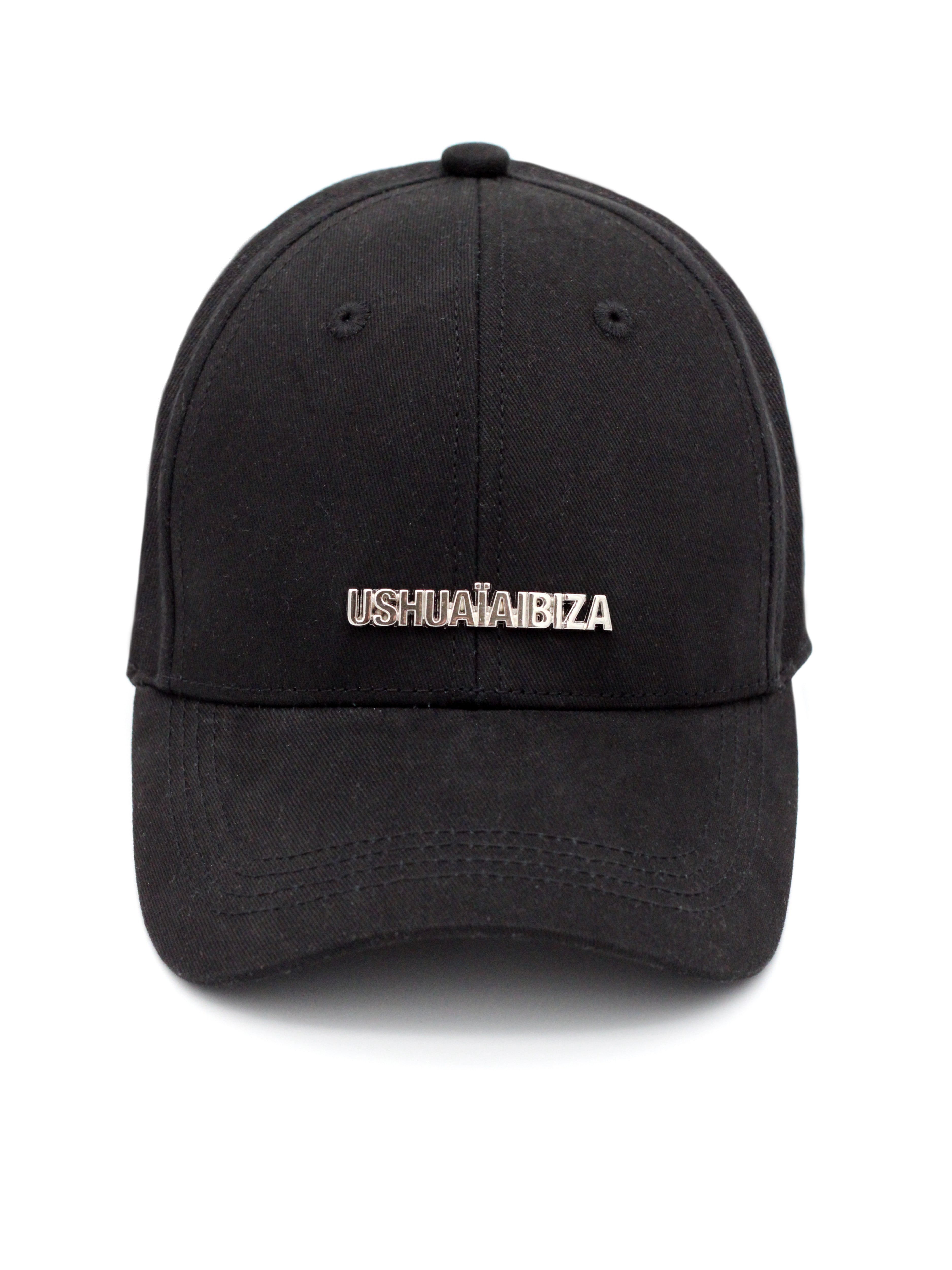 Ushuaïa Black Cap – 100% cotton with exclusive metallic logo. Adjustable back strap and style inspired by Ibiza.