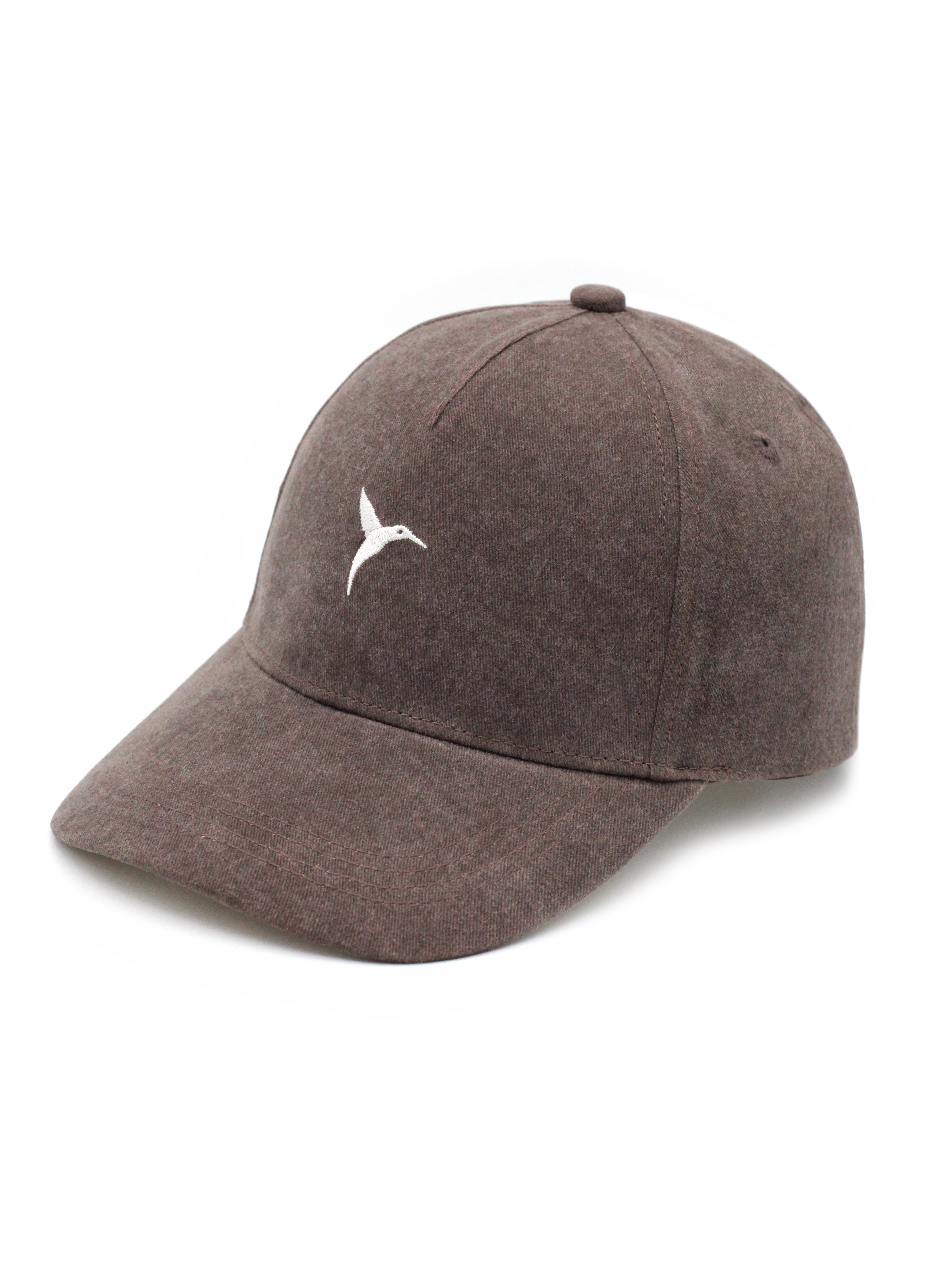 Brown Ushuaïa Ibiza cap with washed finish and contrasting hummingbird logo