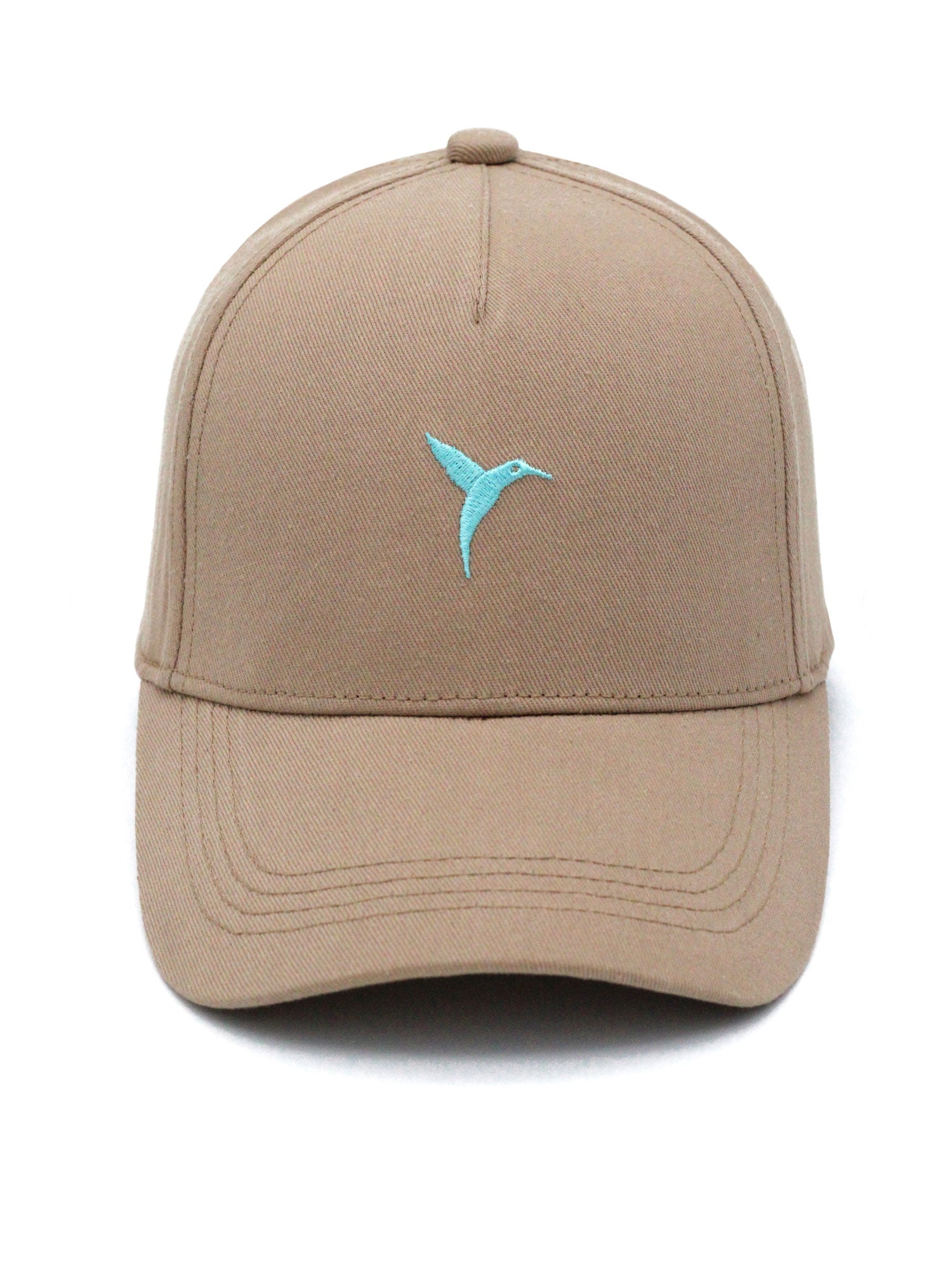 Beige Ushuaïa Ibiza cap with light blue hummingbird embroidery