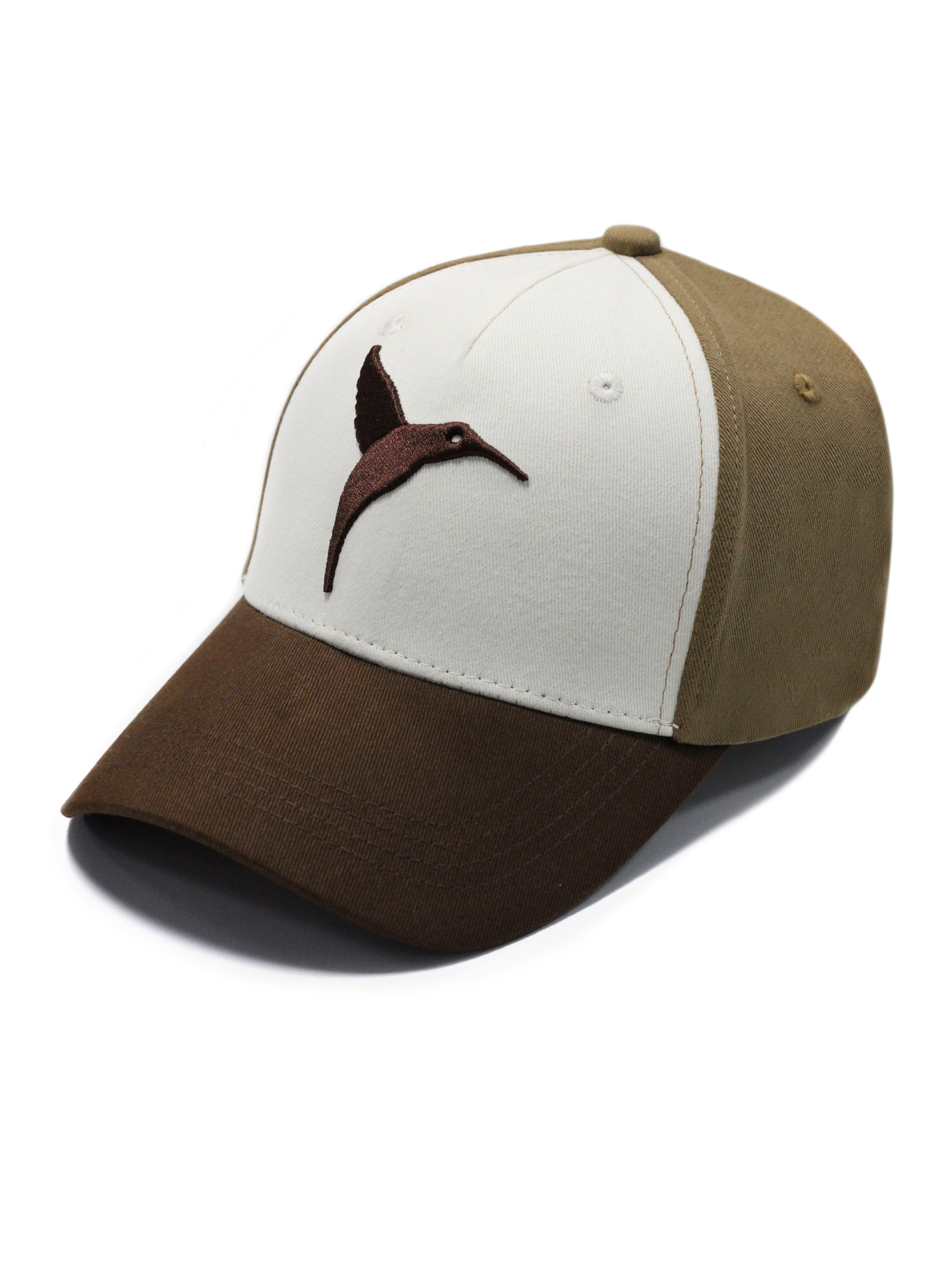 Brown and beige Ushuaïa Ibiza cap with embroidered hummingbird logo