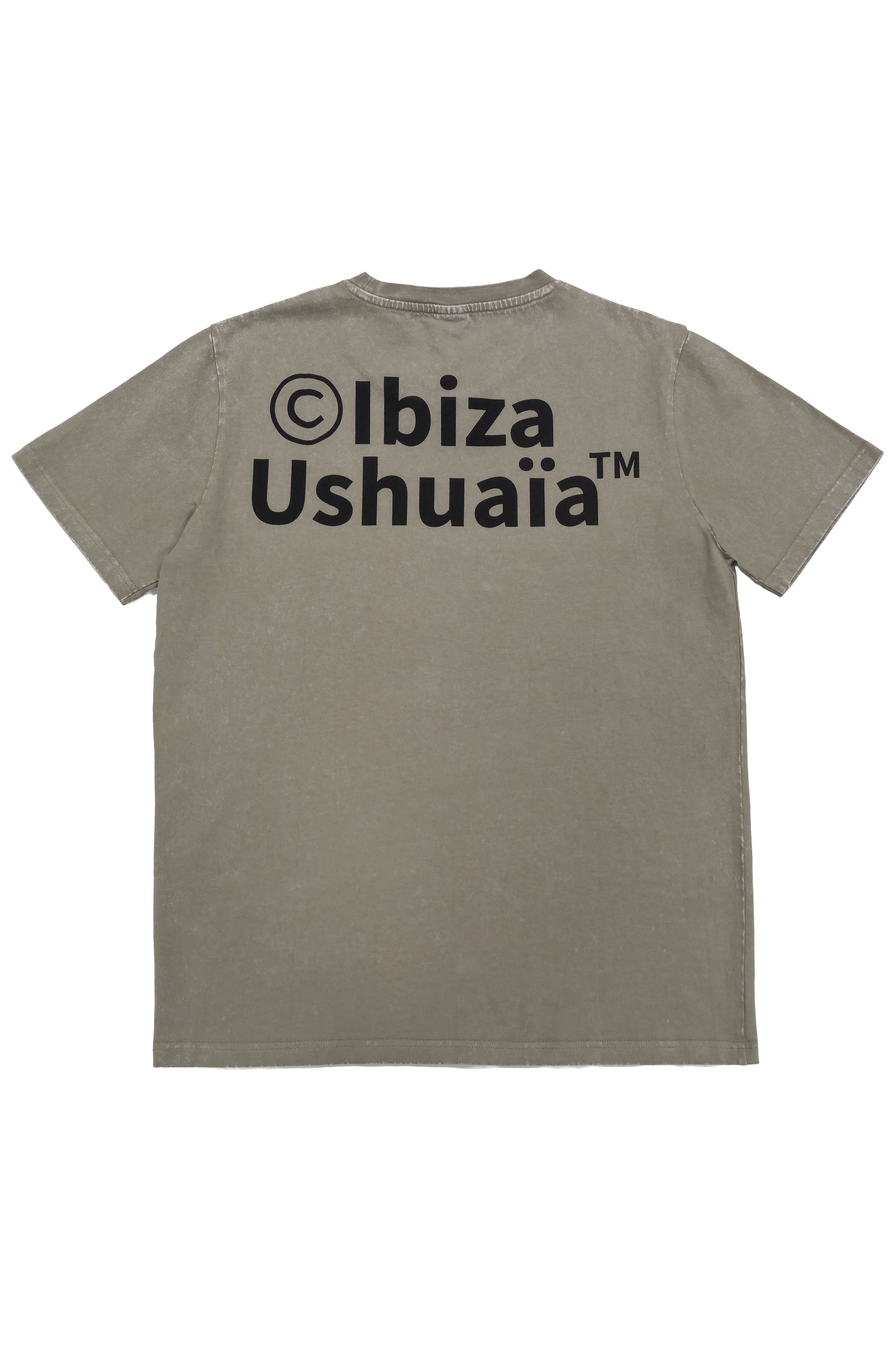 camiseta hombre algodón acid wash enzyme wash regular fit logo ushuaïa delantero y espalda