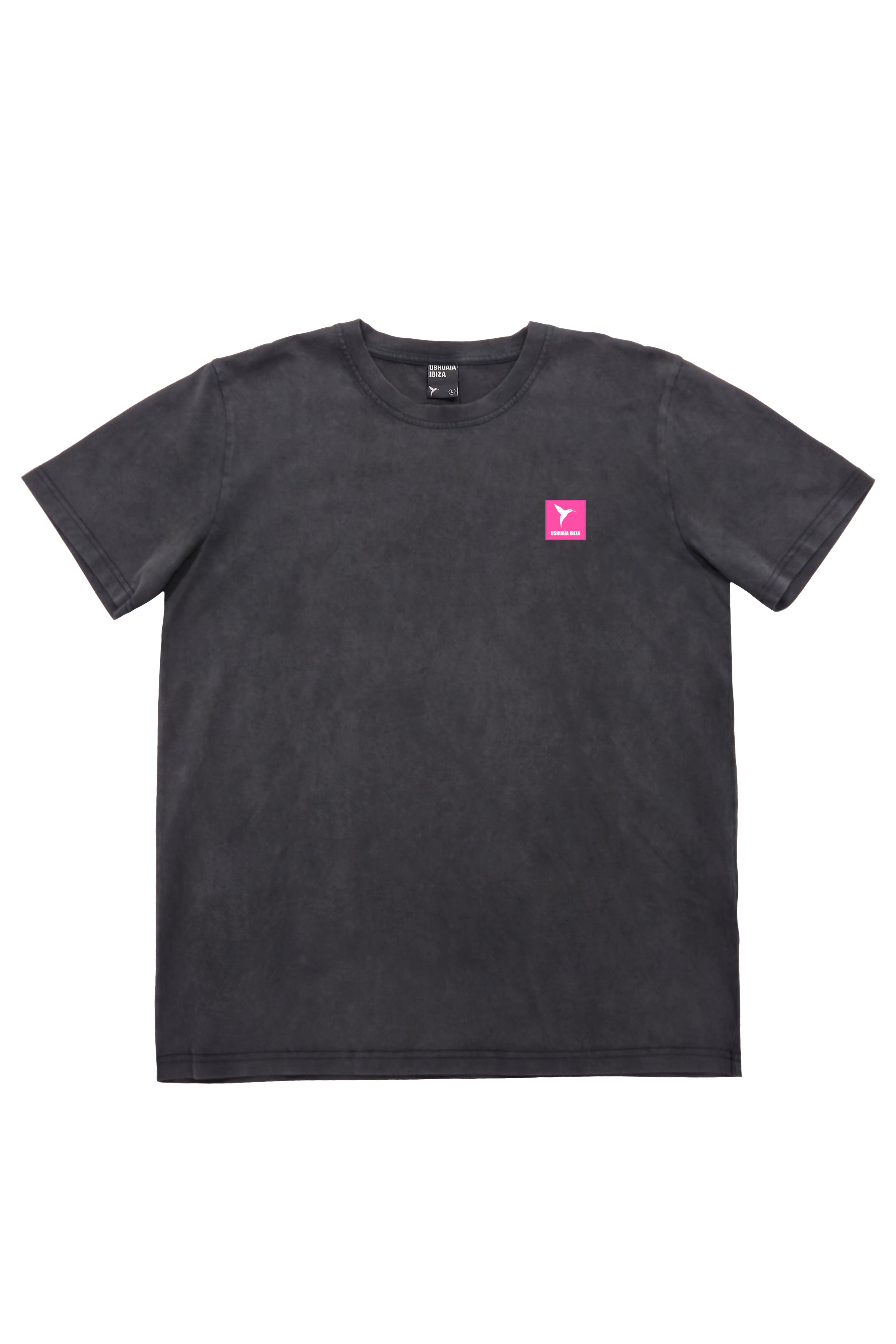 camiseta hombre algodón acid wash enzyme wash regular fit logo ushuaïa delantero y espalda