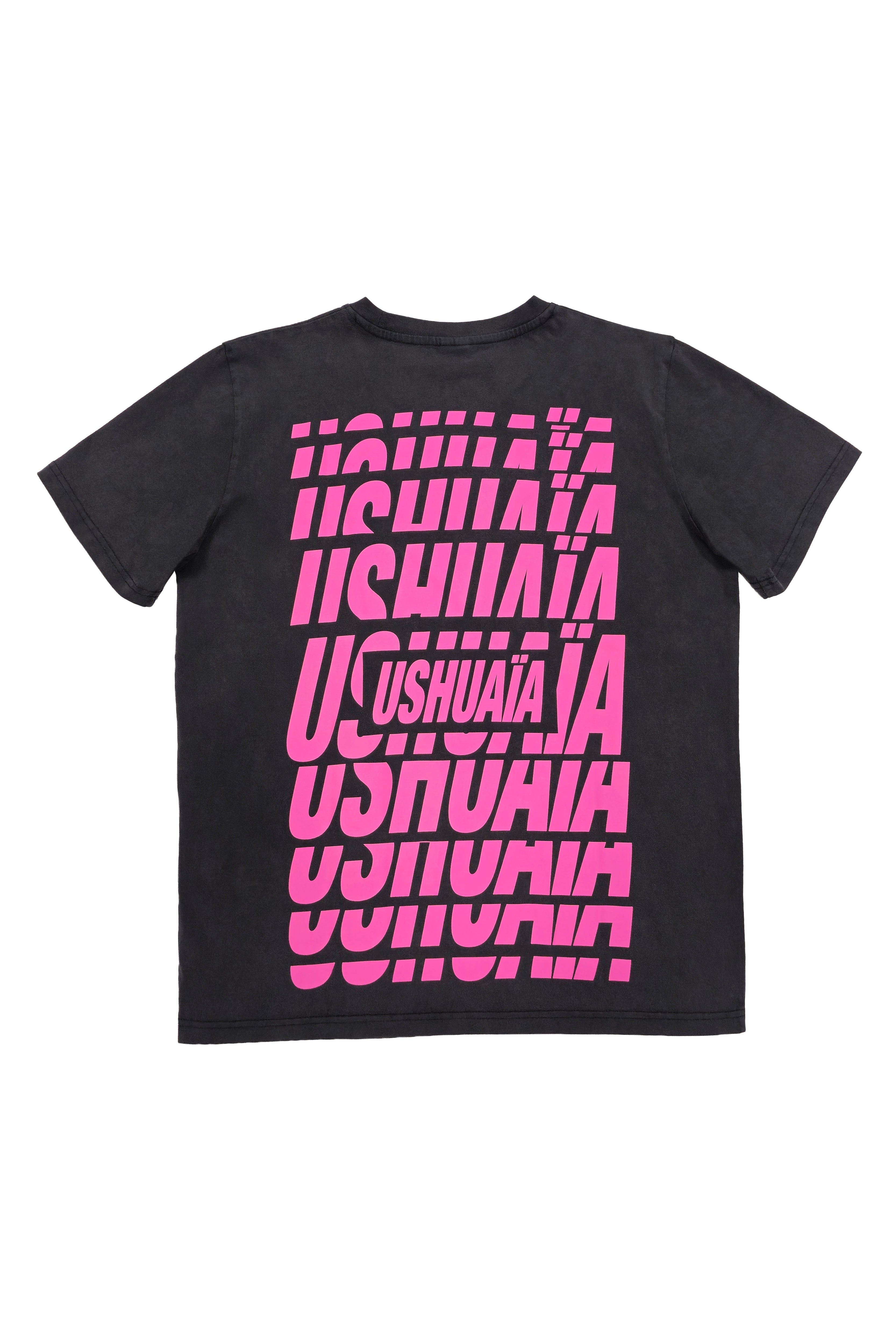 camiseta hombre algodón acid wash enzyme wash regular fit logo ushuaïa delantero y espalda