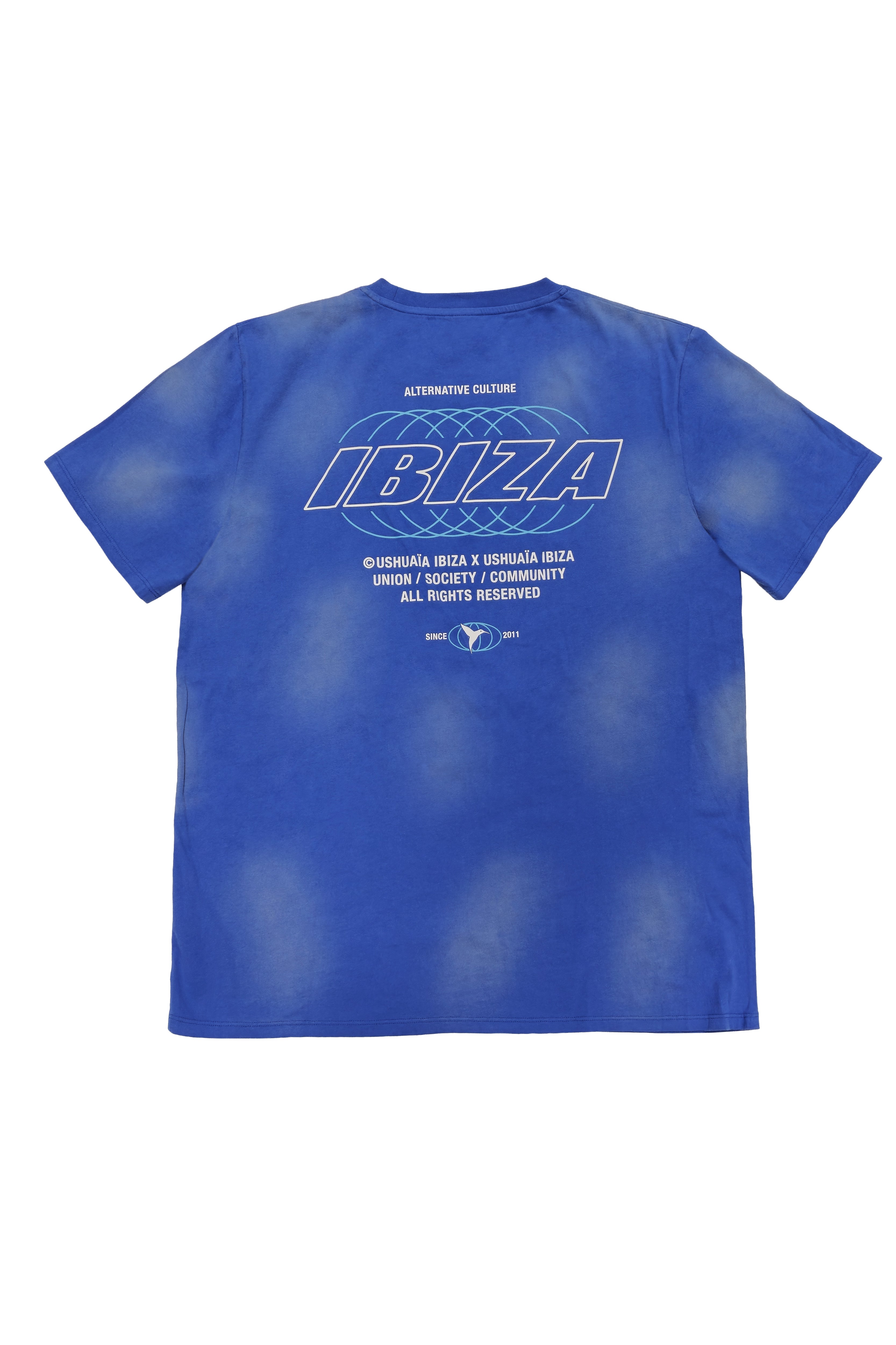 camiseta regular hombre algodón acid wash spray logo ushuaïa delantero y espalda ibiza