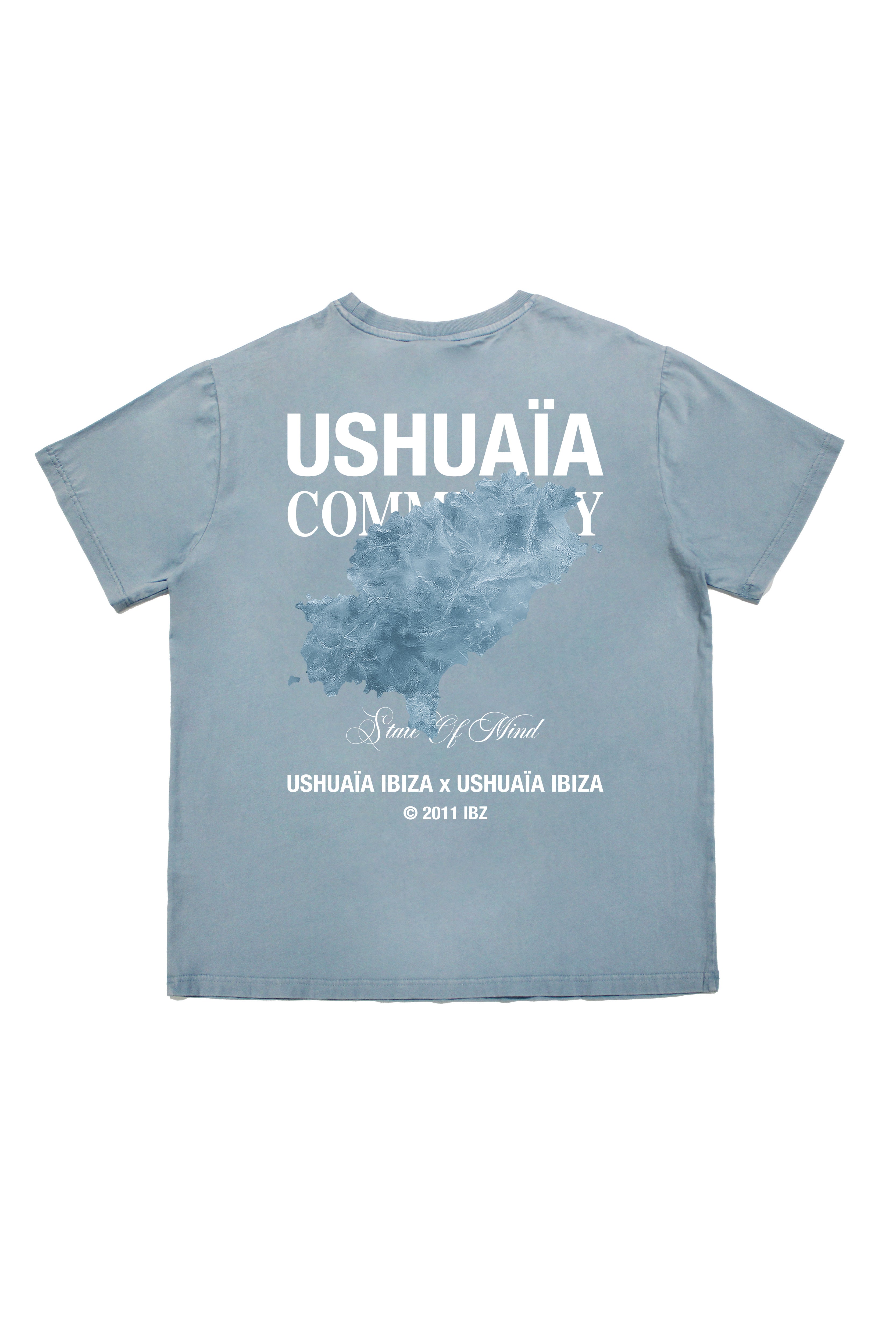 camiseta oversize hombre algodón soft acid wash logo ushuaïa delantero y espalda ibiza