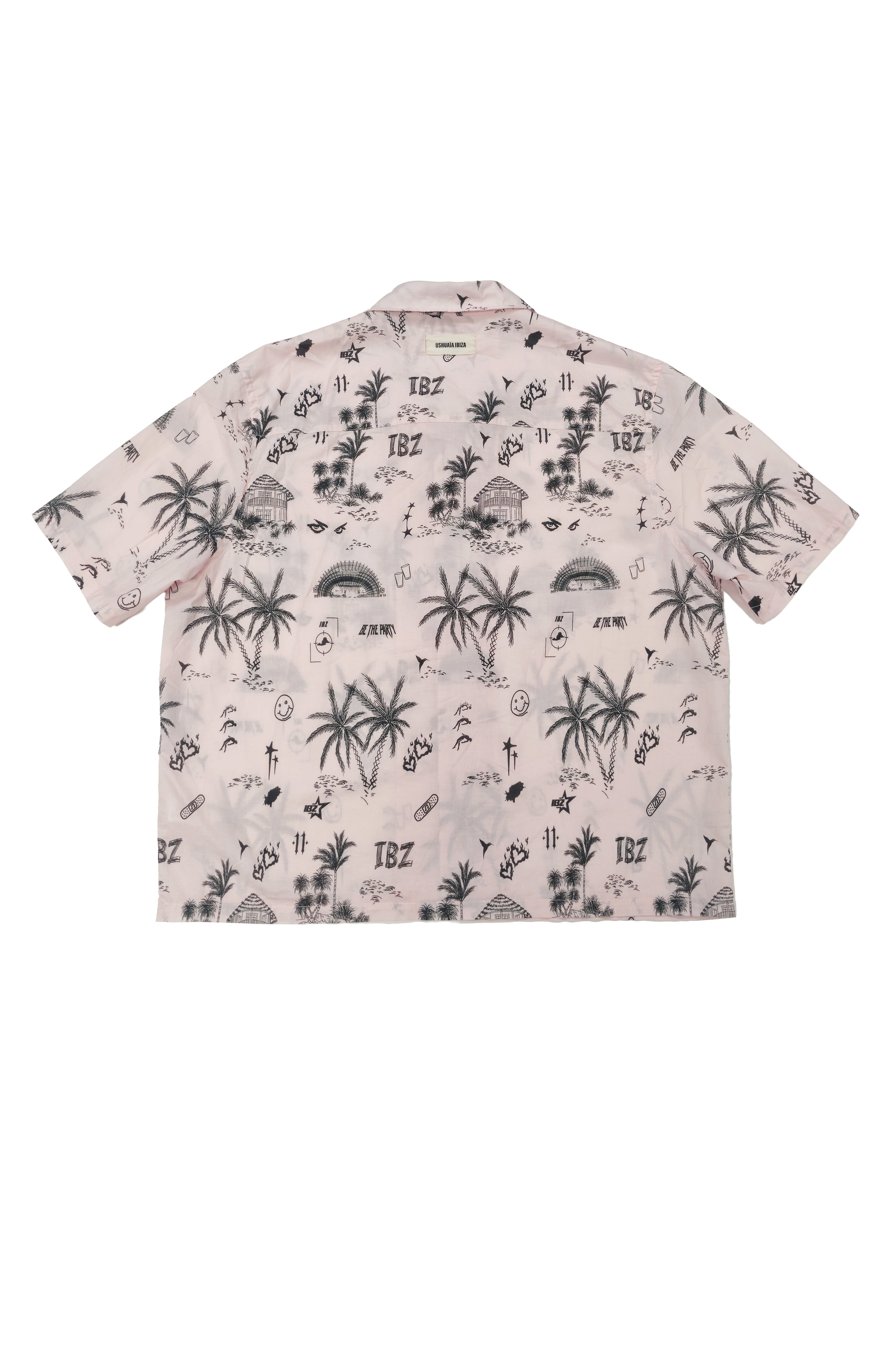 camisa hombre algodón manga corta logo ushuaïa delantero y espalda ibiza