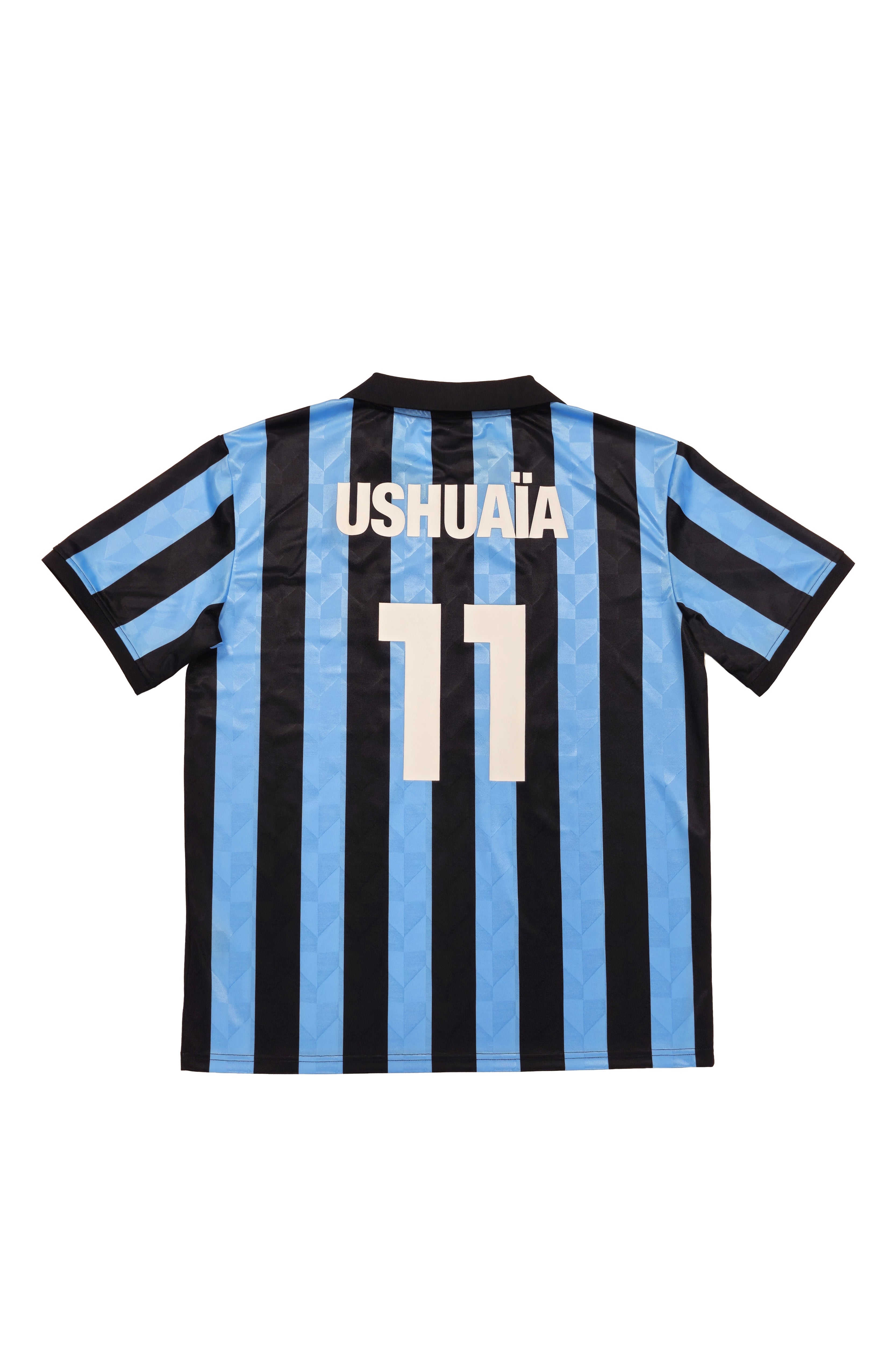 camiseta hombre rayas azul negro logo