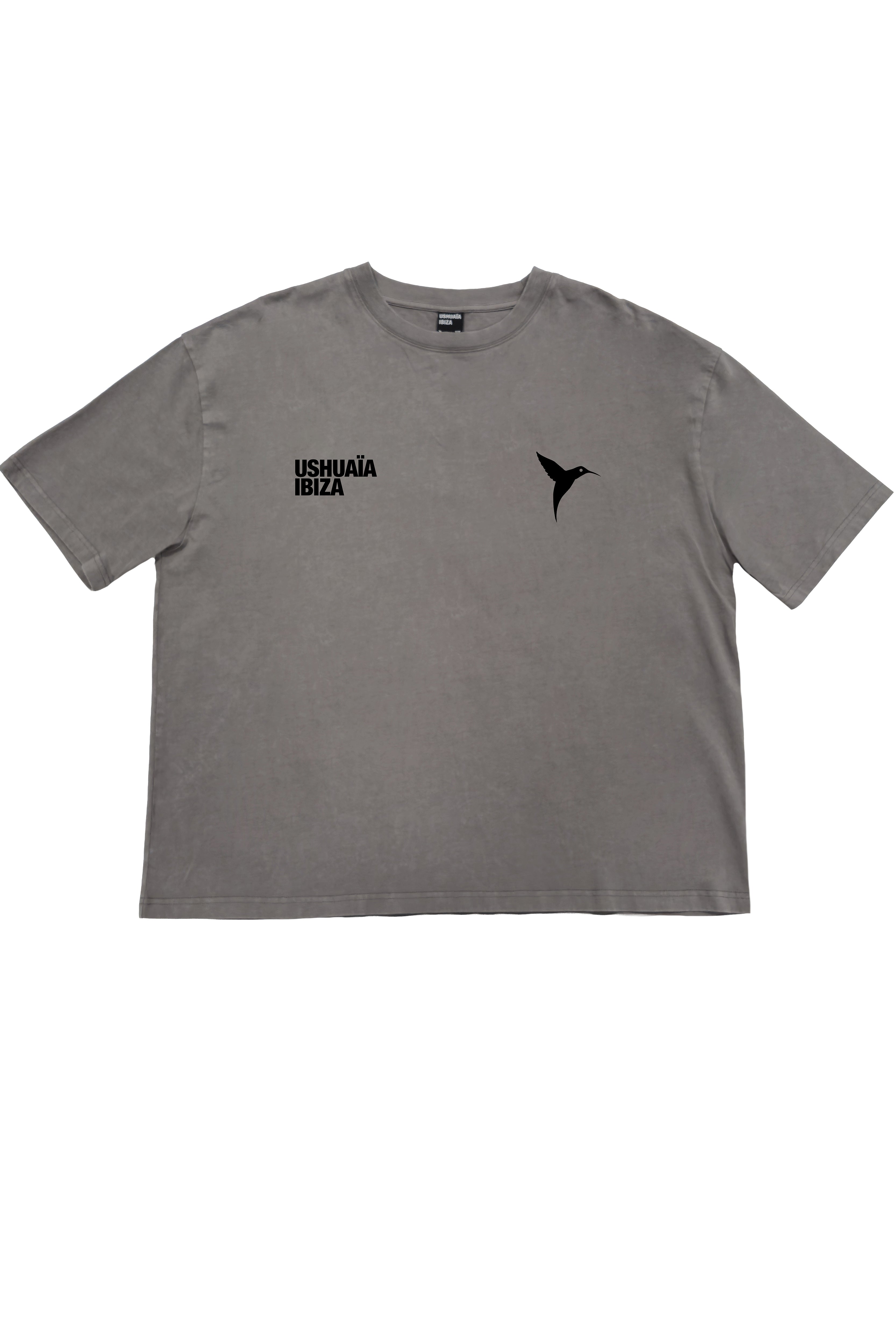 camiseta boxy fit gris hombre acid wash logo delantero