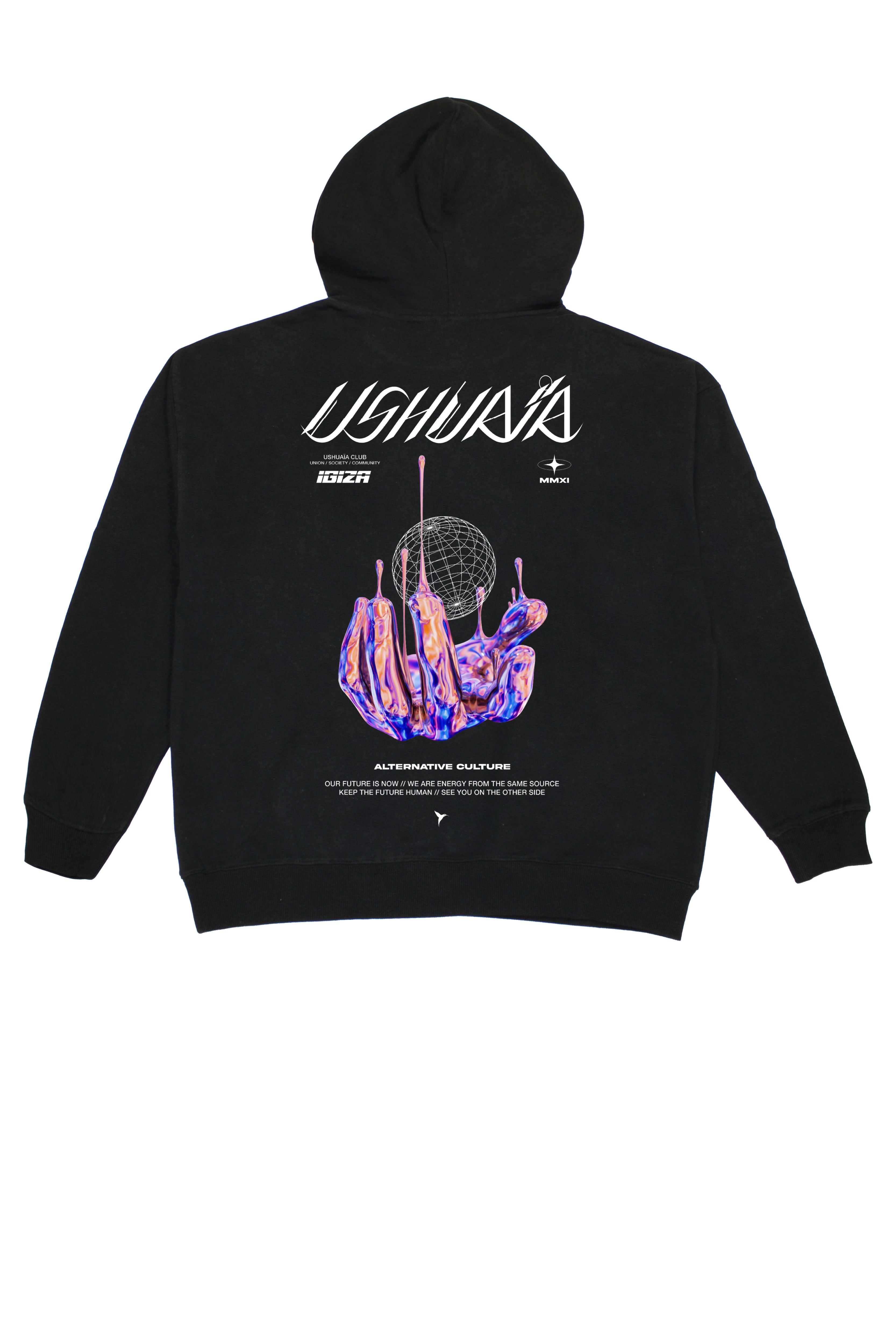 sudadera oversize hombre algodón french terry silicon wash logo ushuaïa delantero y espalda ibiza