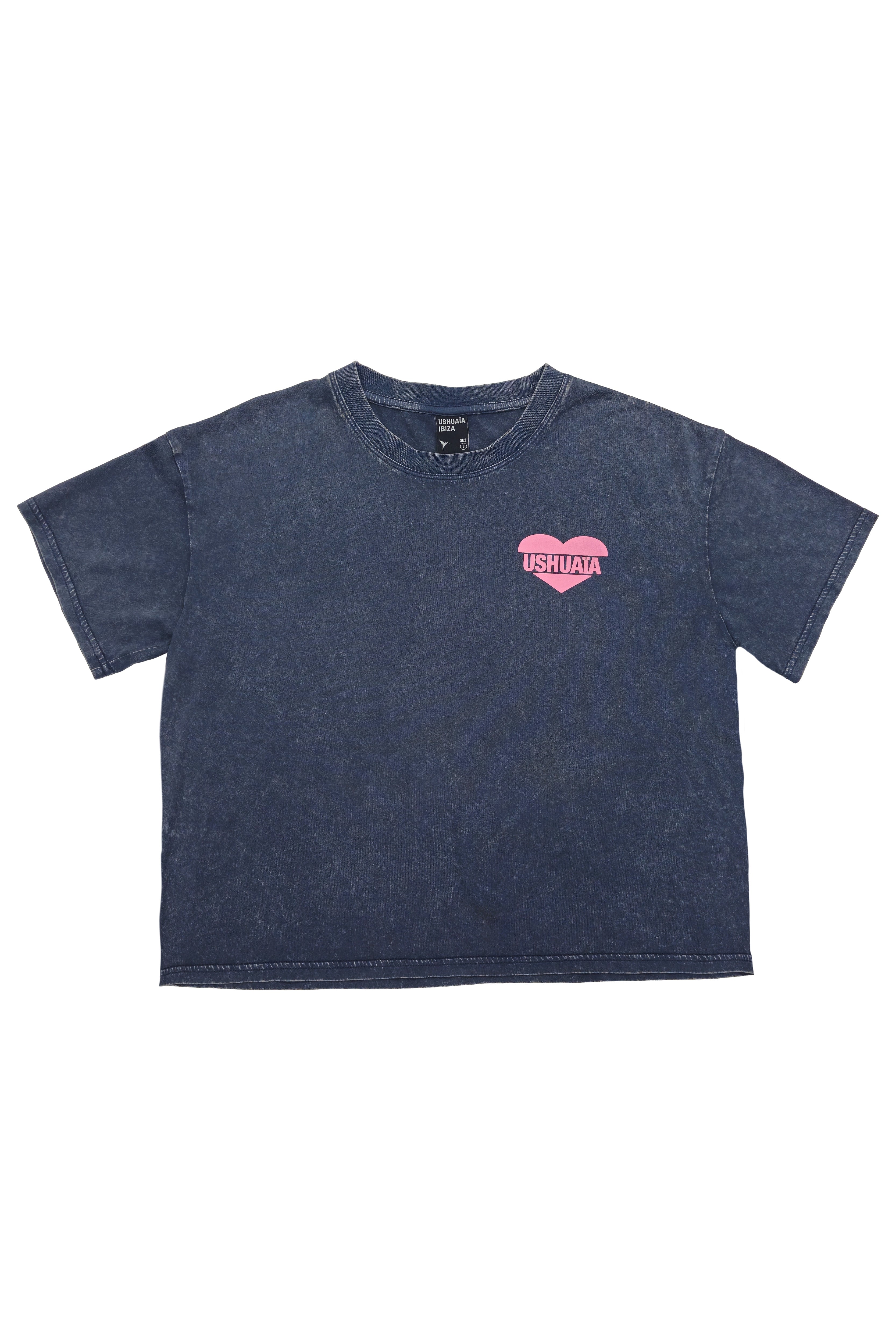 camiseta mujer negra acid wash grafico ushuaia