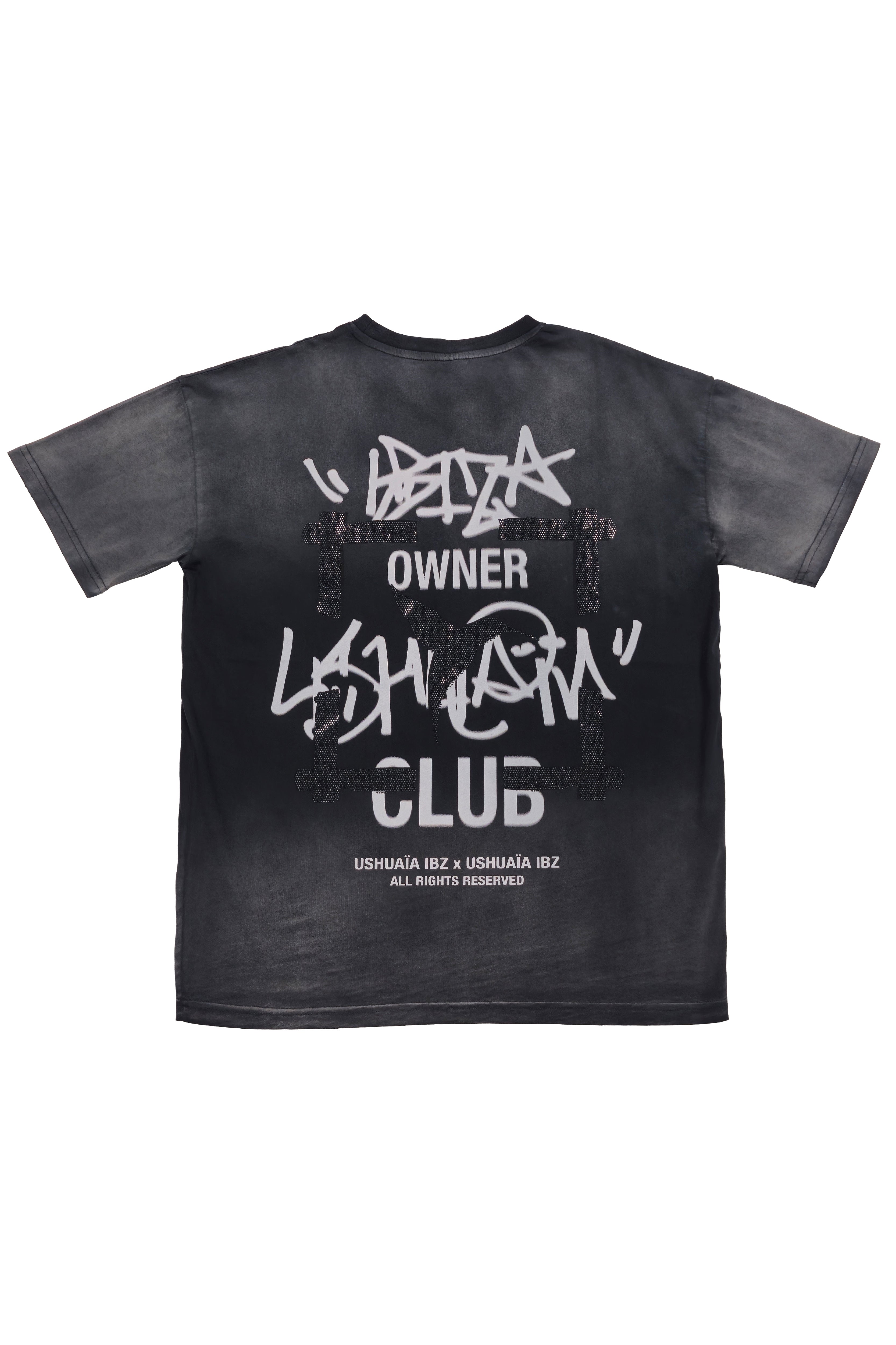 camiseta mujer negra acid wash algodón