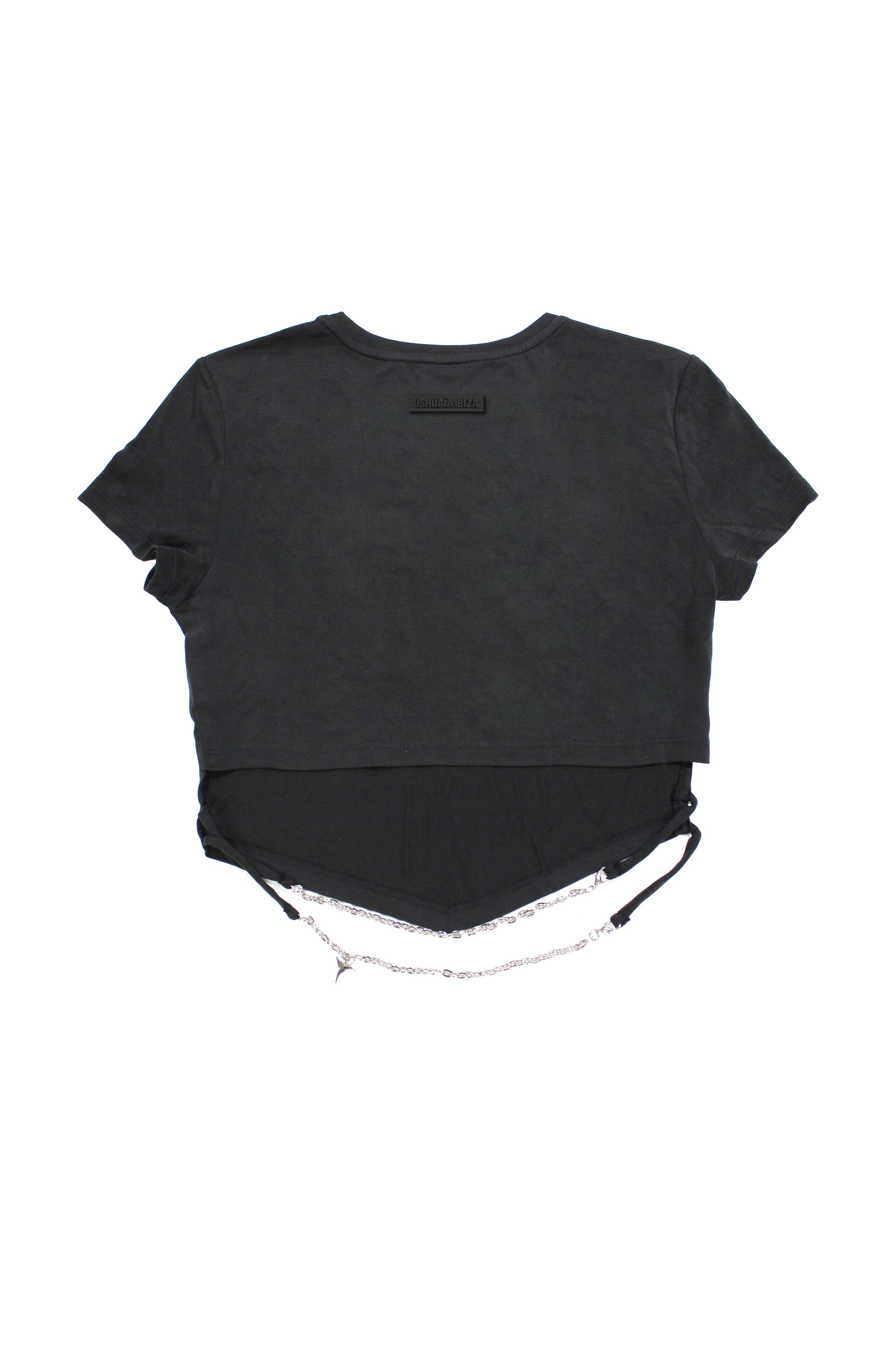 camiseta mujer negra crop sinner