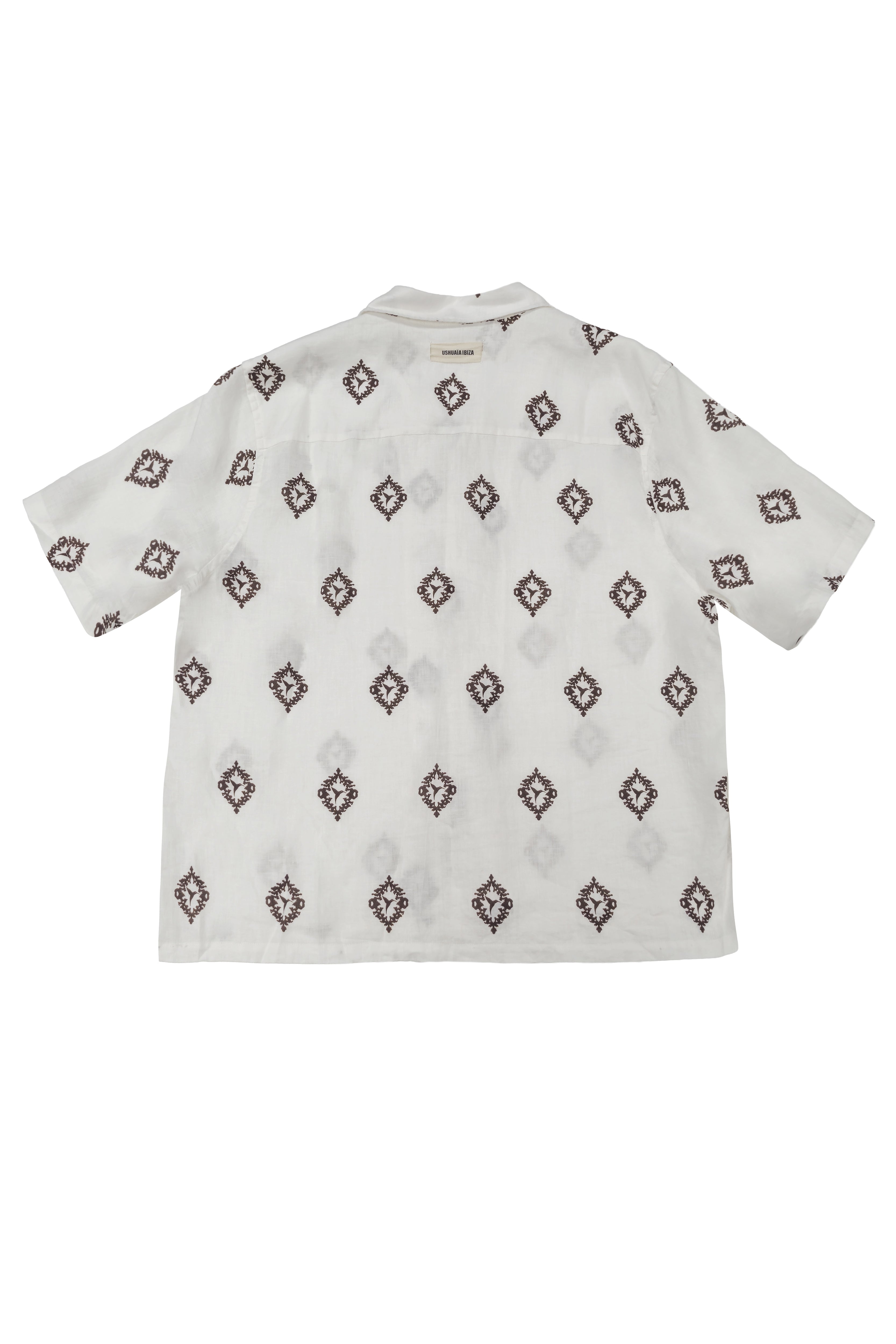 camisa lino hombre manga corta boxy fit silicon wash estampada ushuaïa