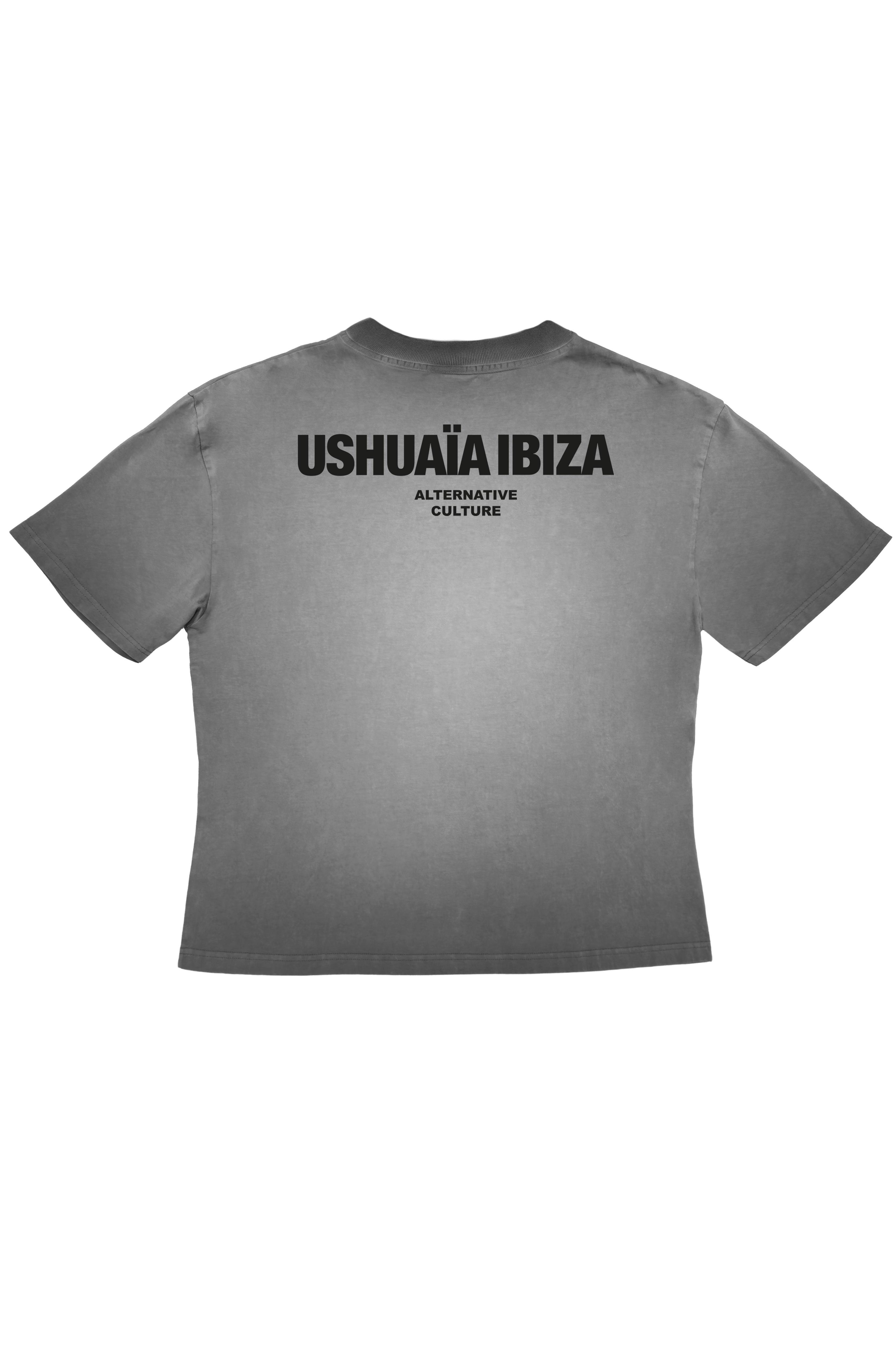 camiseta ajustada mujer algodón elastano dirty wash spray logo ushuaïa