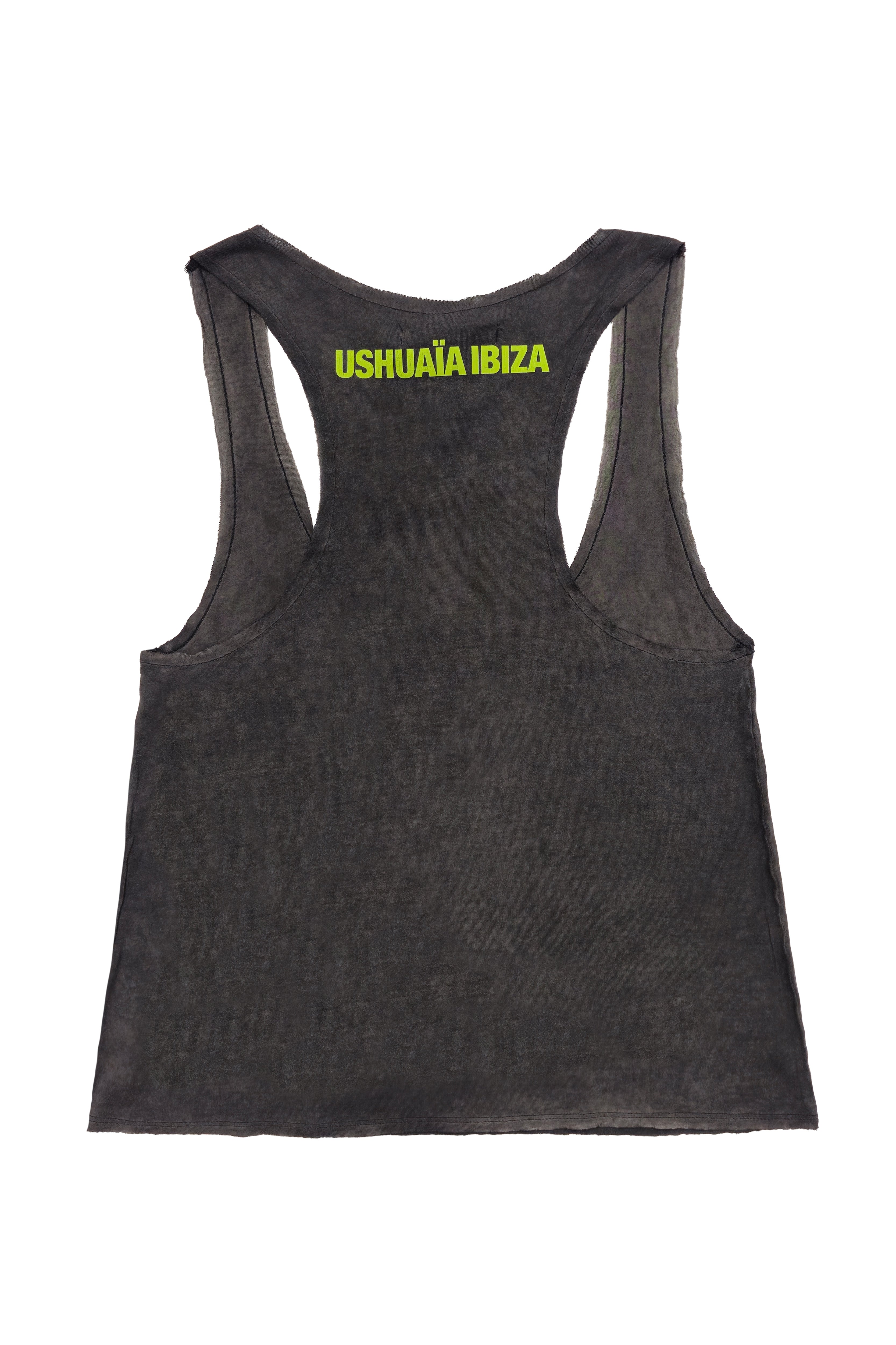 camiseta tirantes mujer negra logo amarillo