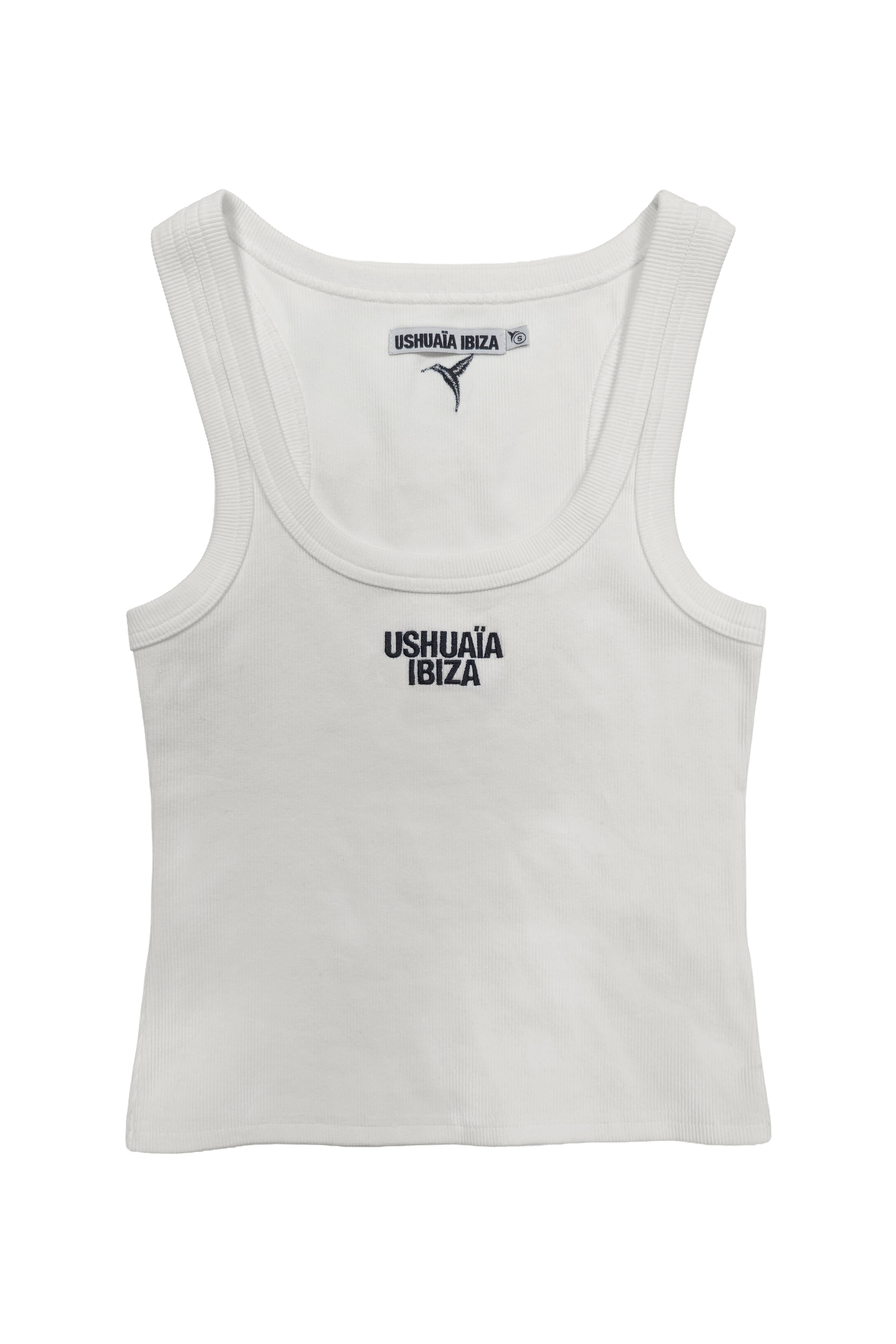 camiseta tirantes mujer blanca canalé logo