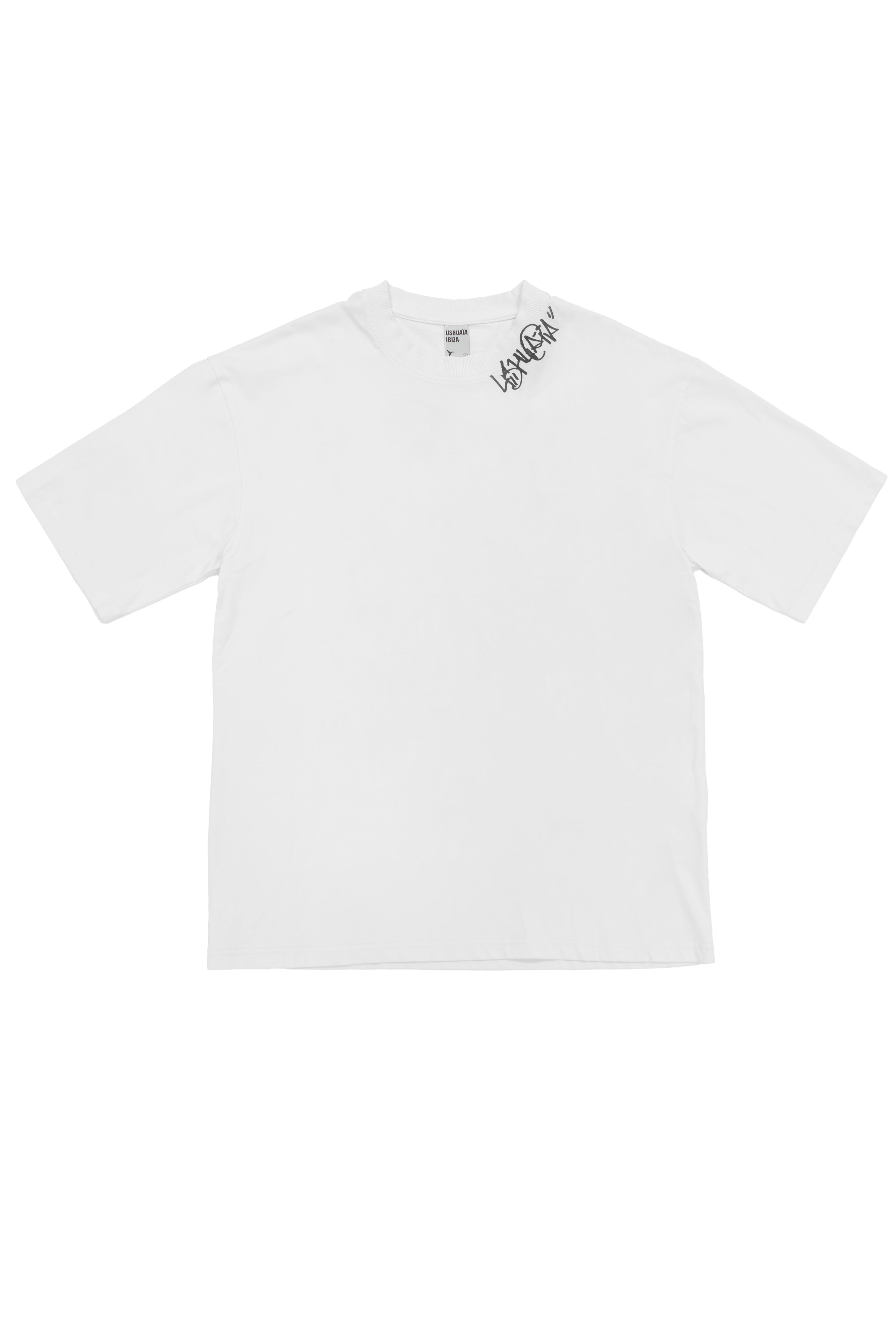 camiseta niño algodón blanca silicon wash logo ushuaïa
