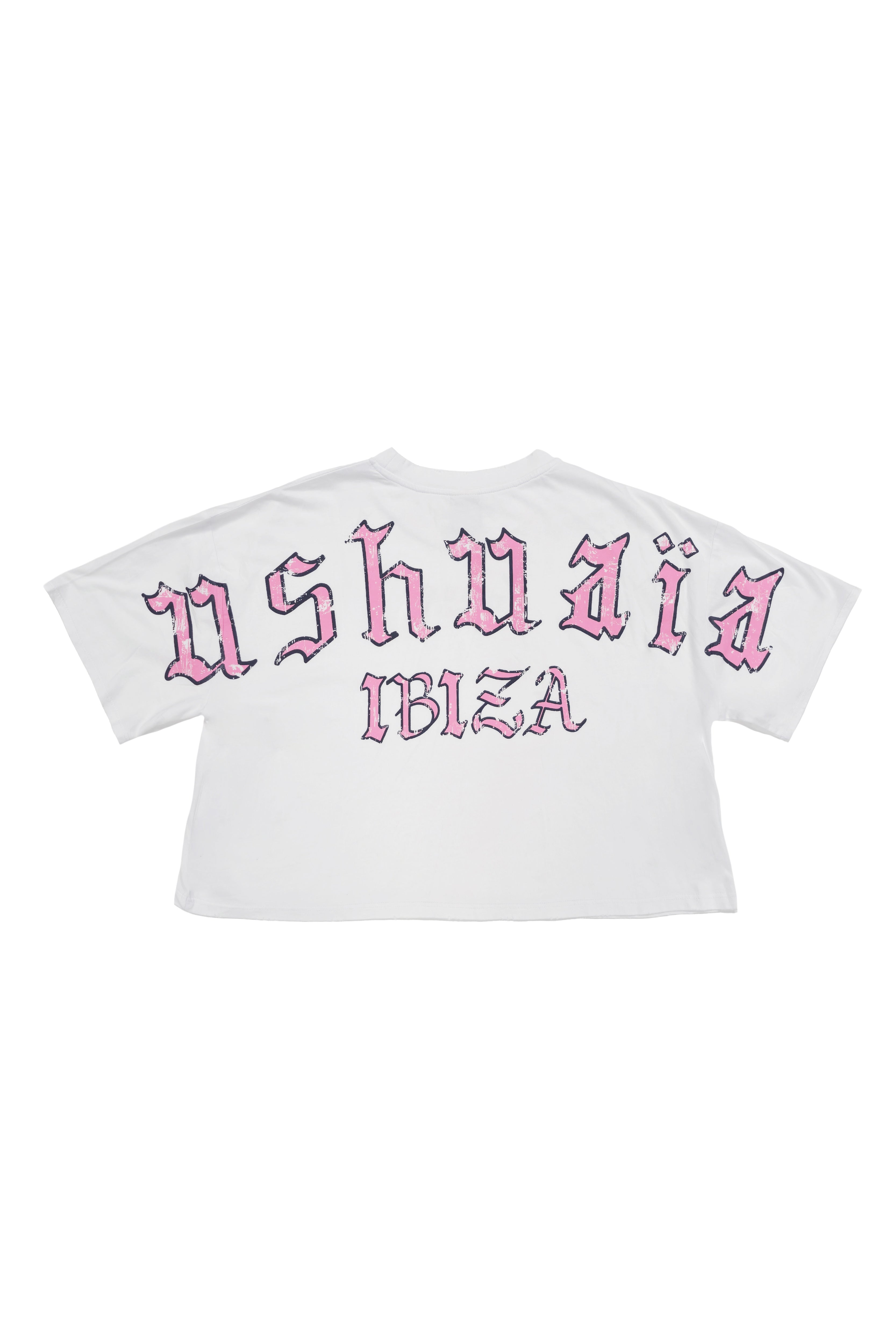 camiseta niña blanca cropped logo ushuaia
