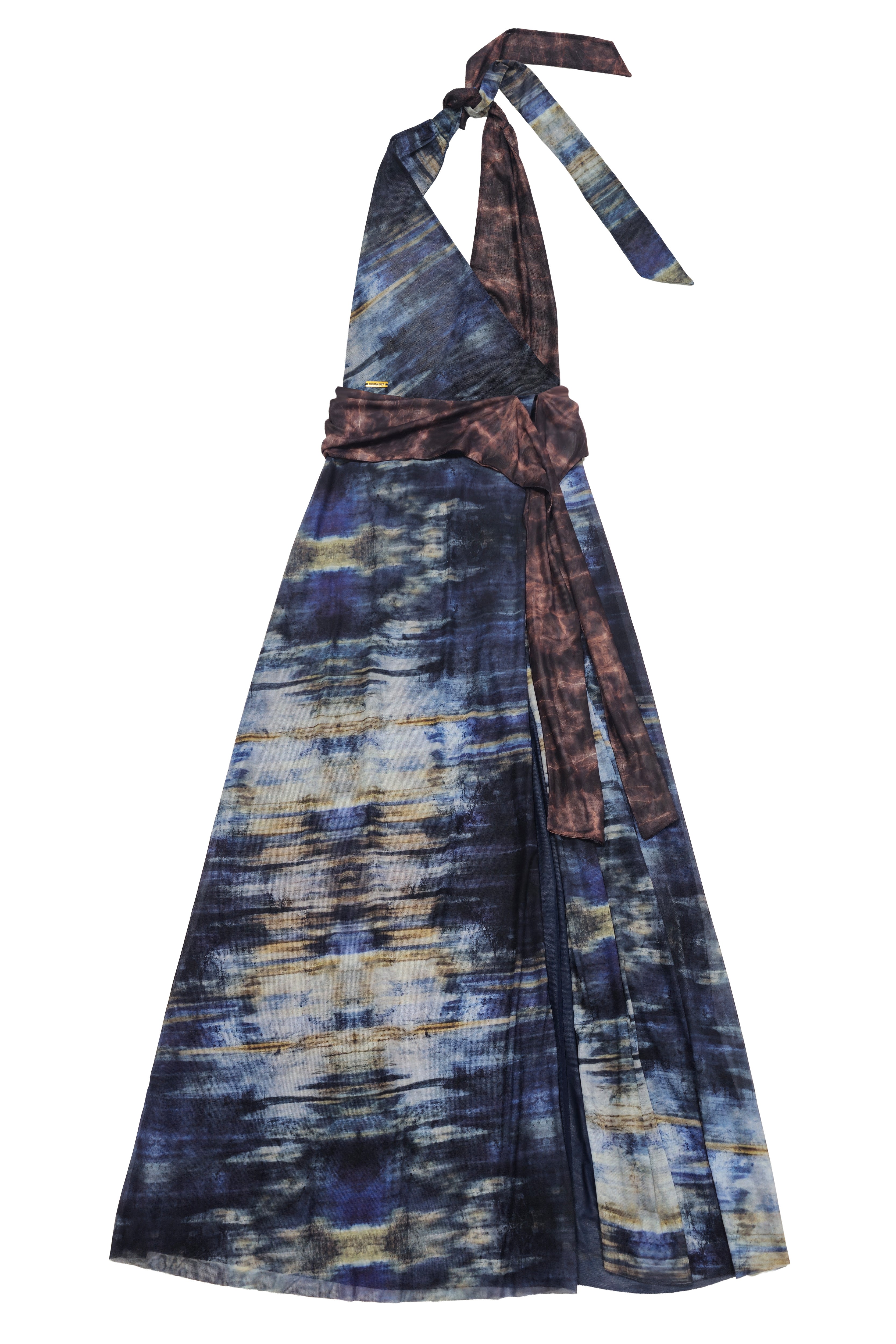 vestido largo mujer mesh estampado ushuaia