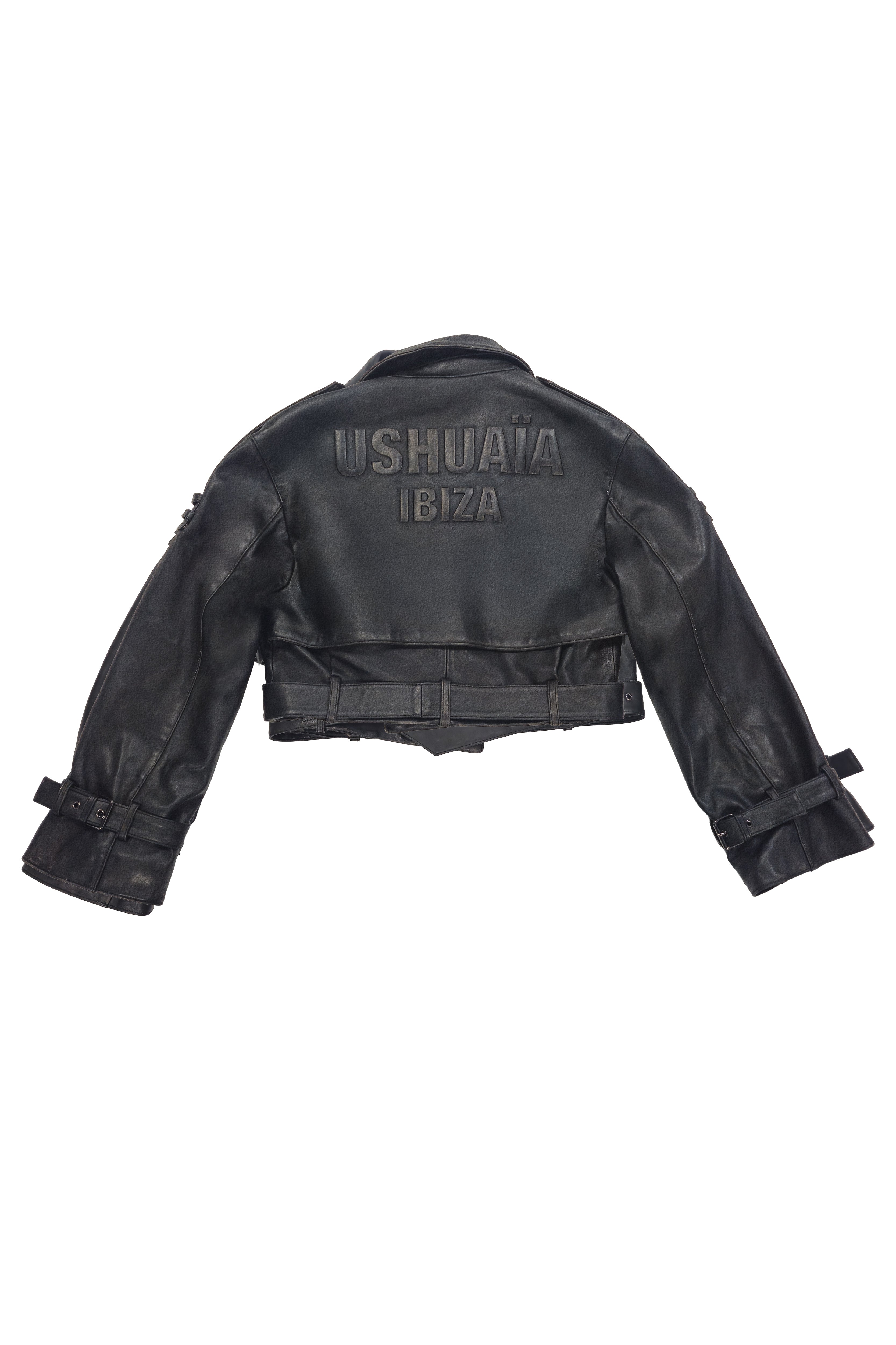 chaqueta piel mujer negra botones ushuaia frontal