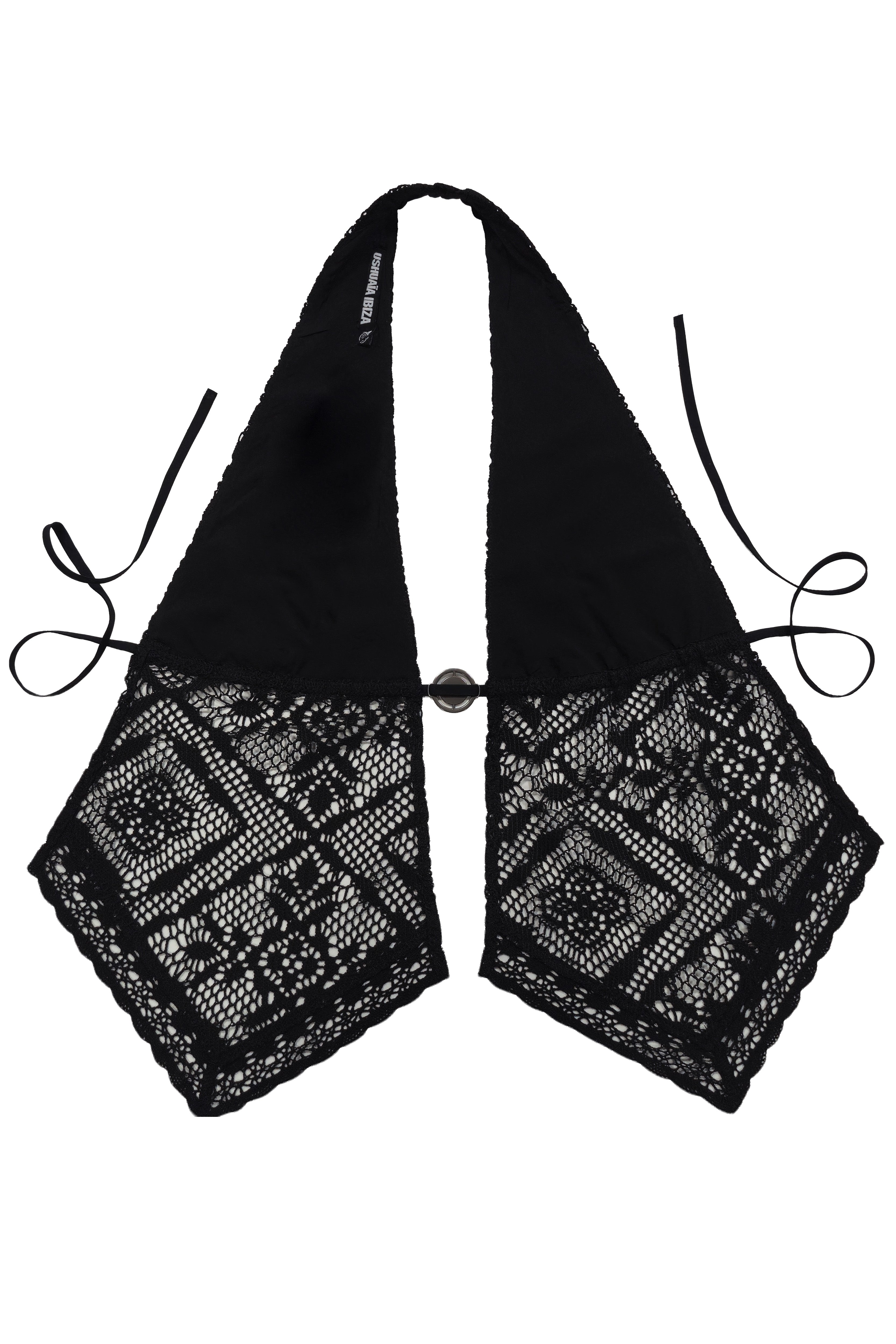 top halter mujer negro escote