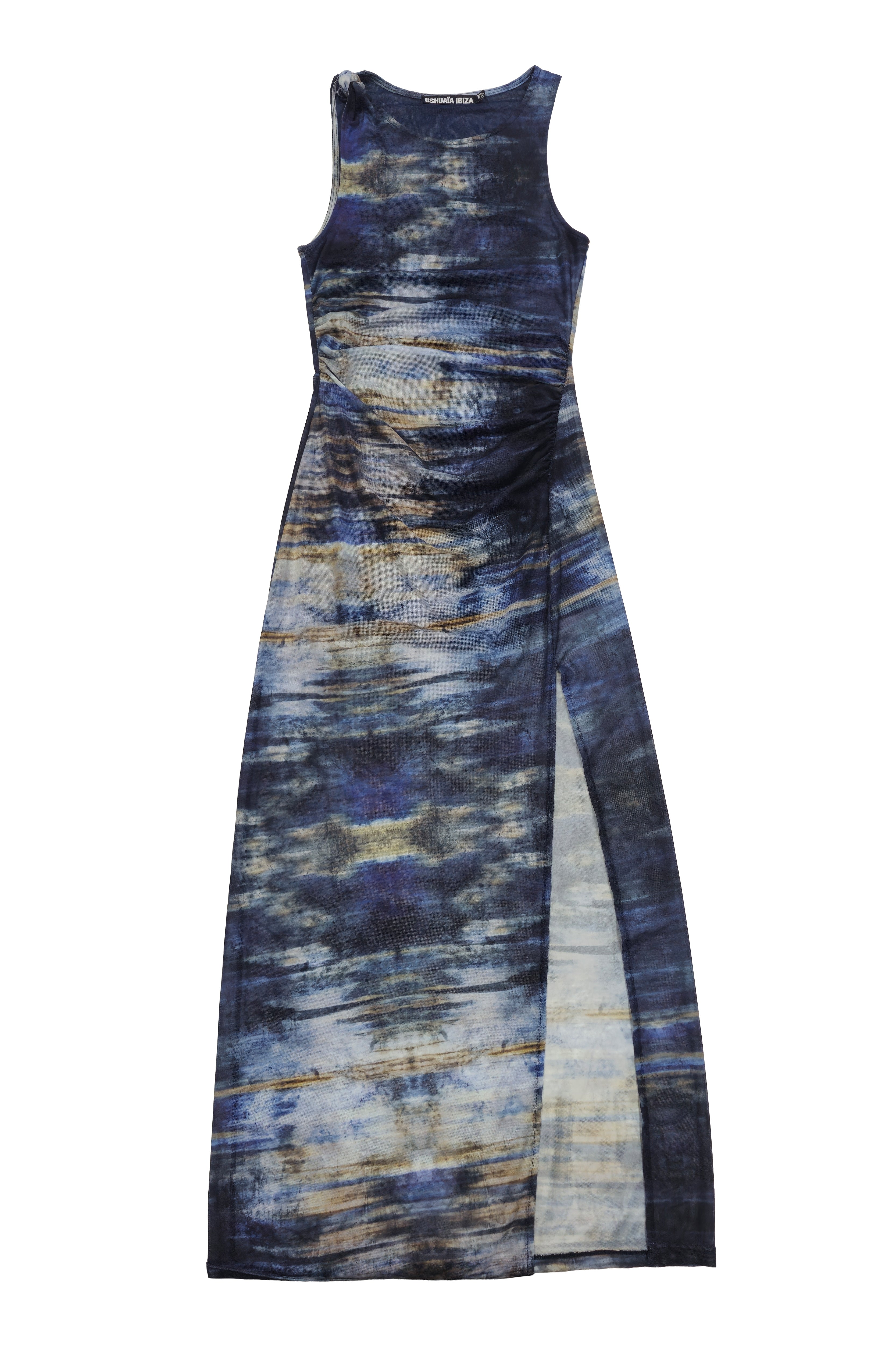 vestido largo mesh estampado mujer abertura lateral ushuaia