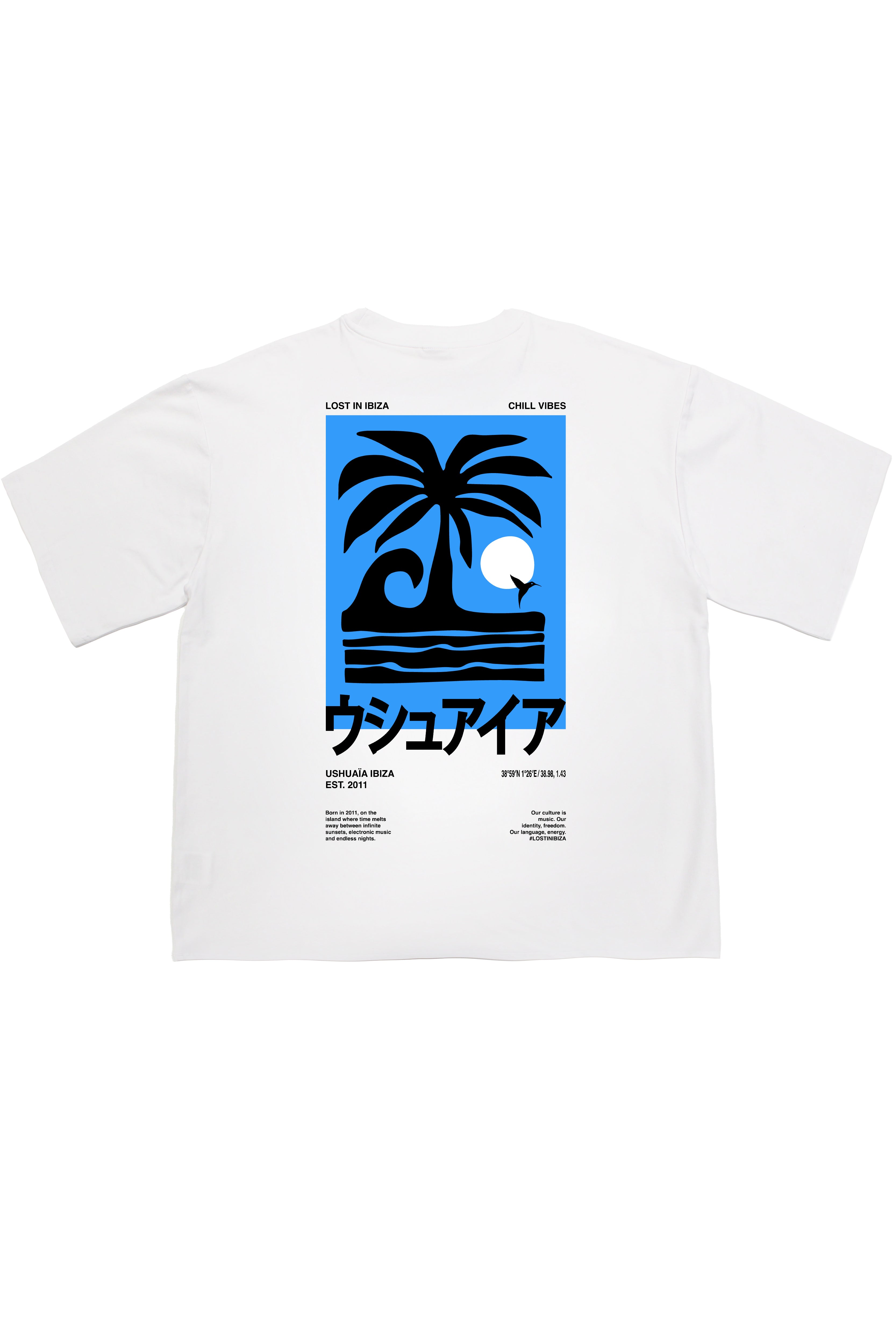 camiseta niño oversize algodón blanca silicon wash logo ushuaïa