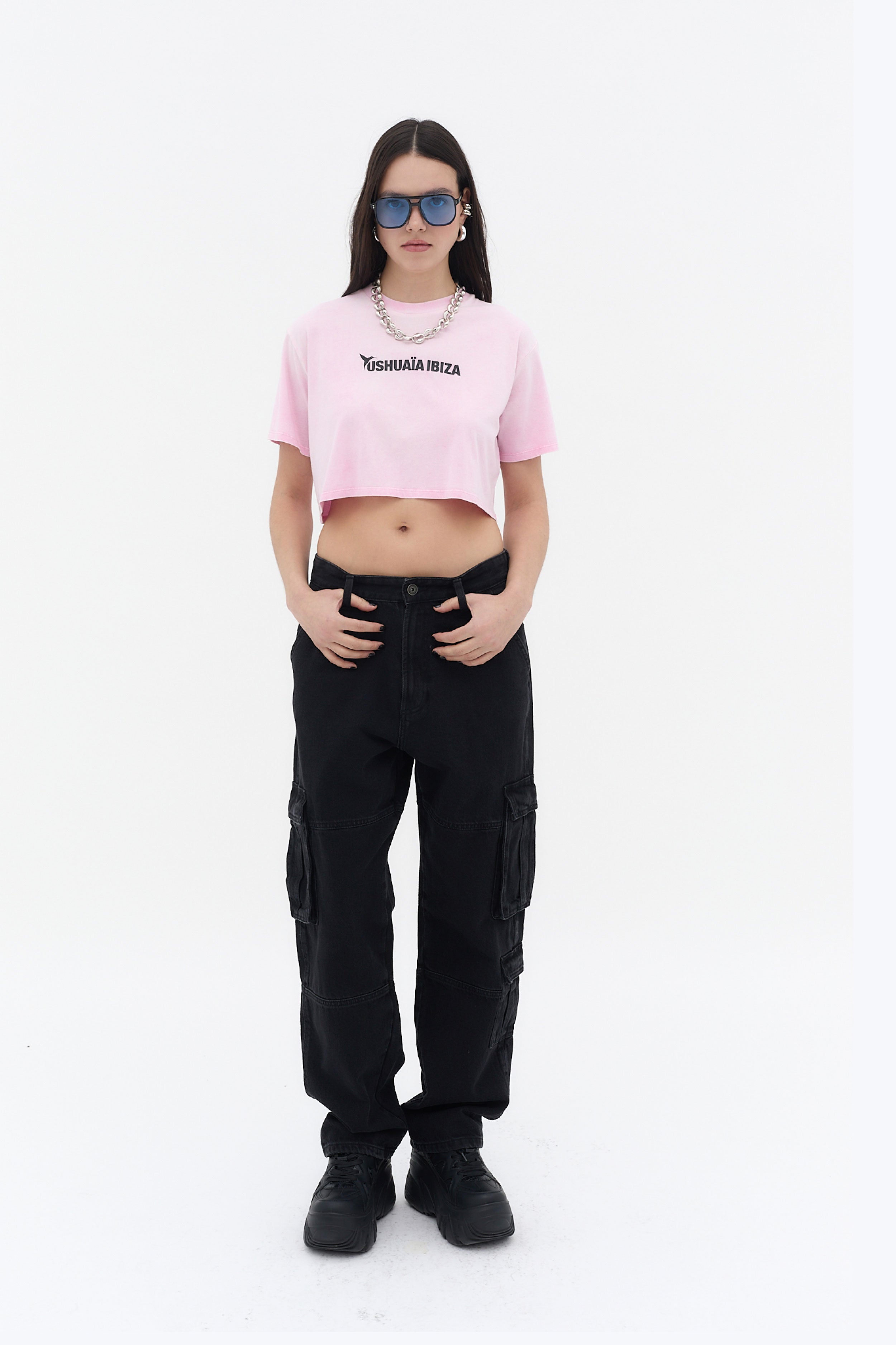 top crop mujer algodón modal soft acid wash logo ushuaïa delantero ibiza