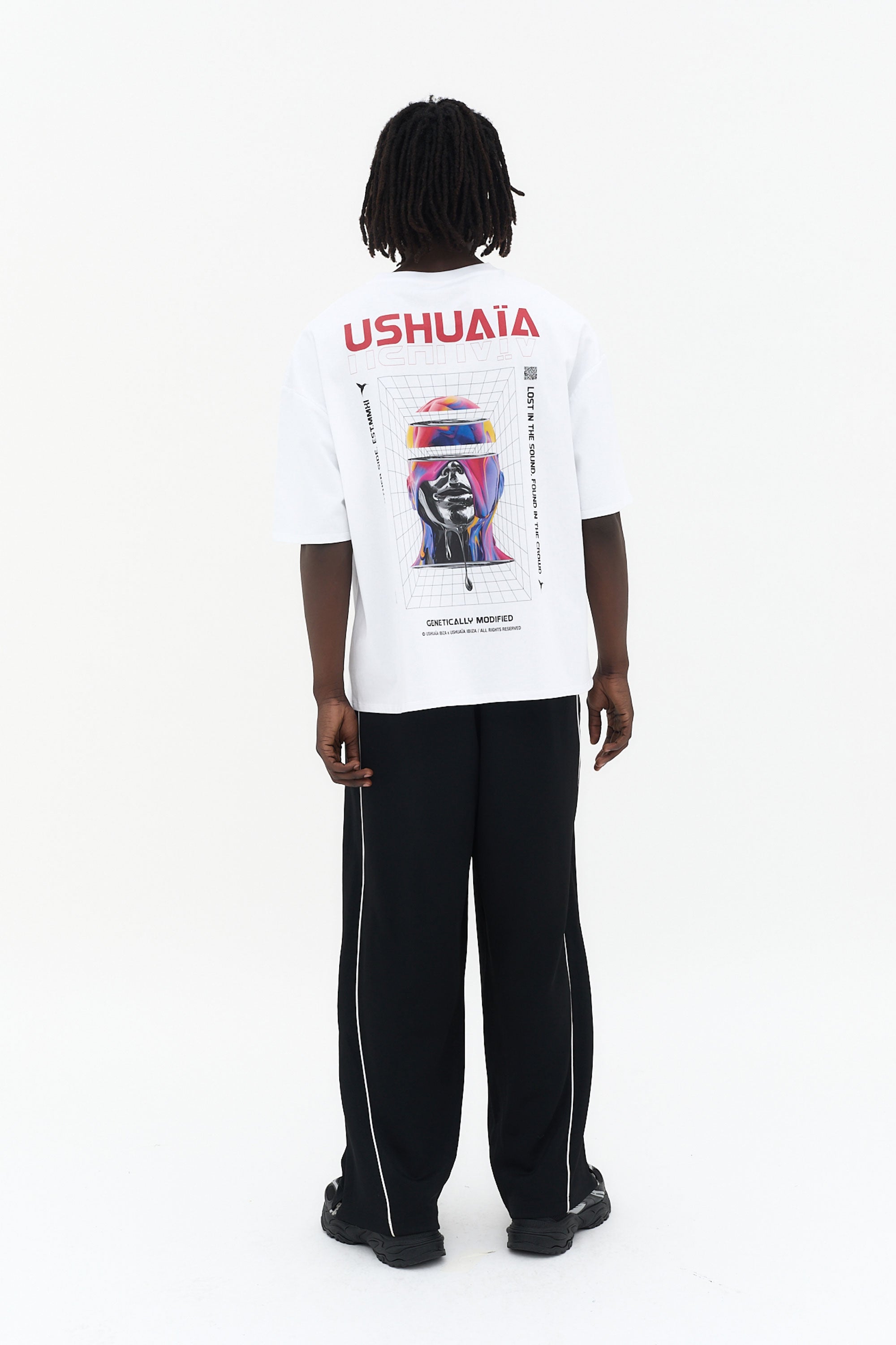 camiseta super oversize hombre algodón silicon wash logo ushuaïa delantero y espalda ibiza
