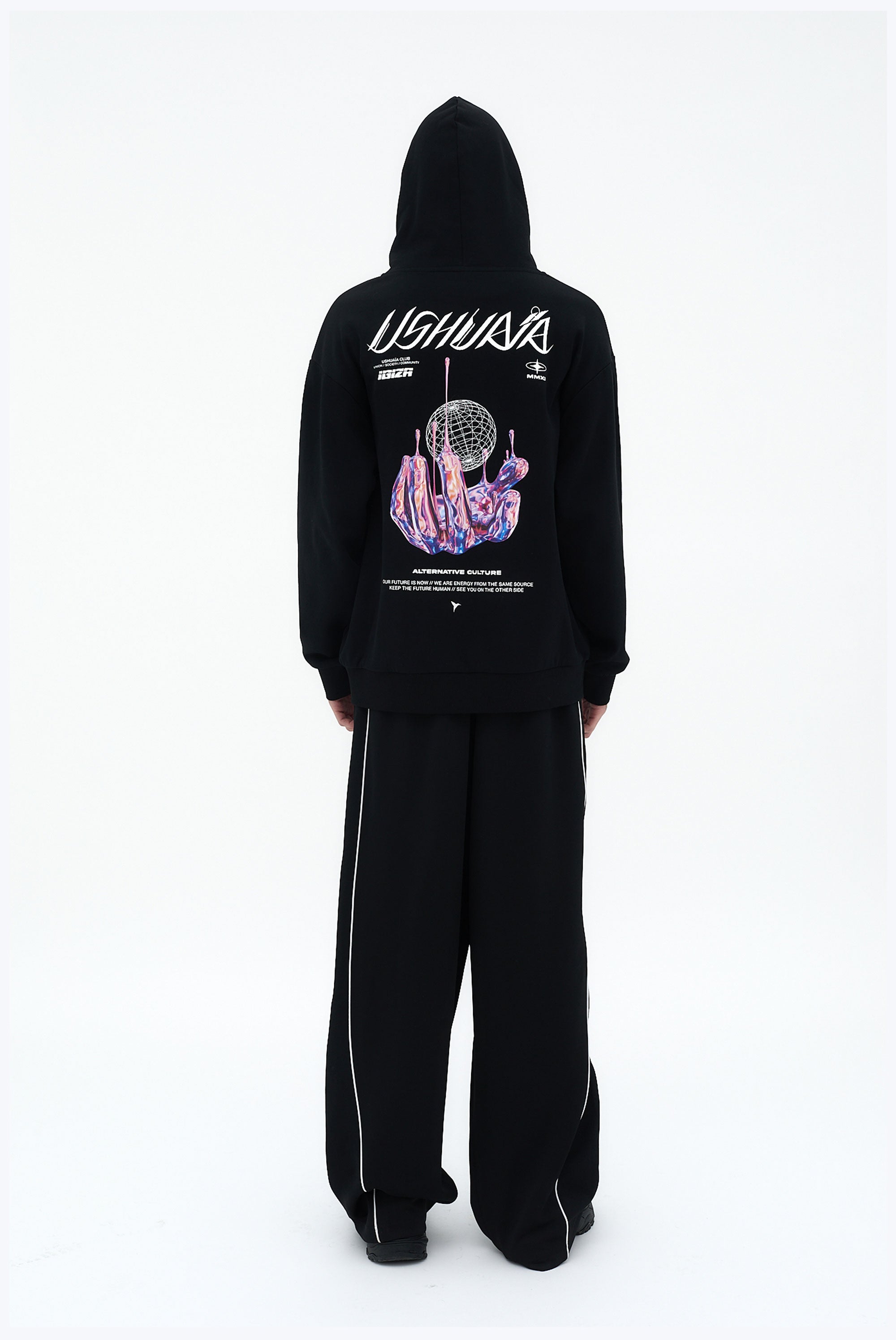 sudadera oversize hombre algodón french terry silicon wash logo ushuaïa delantero y espalda ibiza