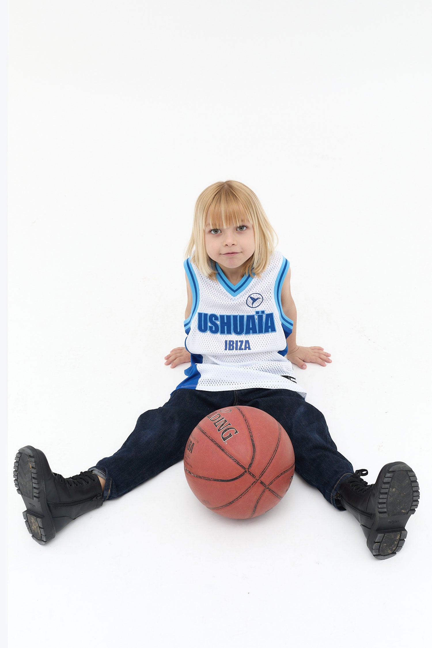 camiseta basket niño poliéster mesh sin mangas logo ushuaïa