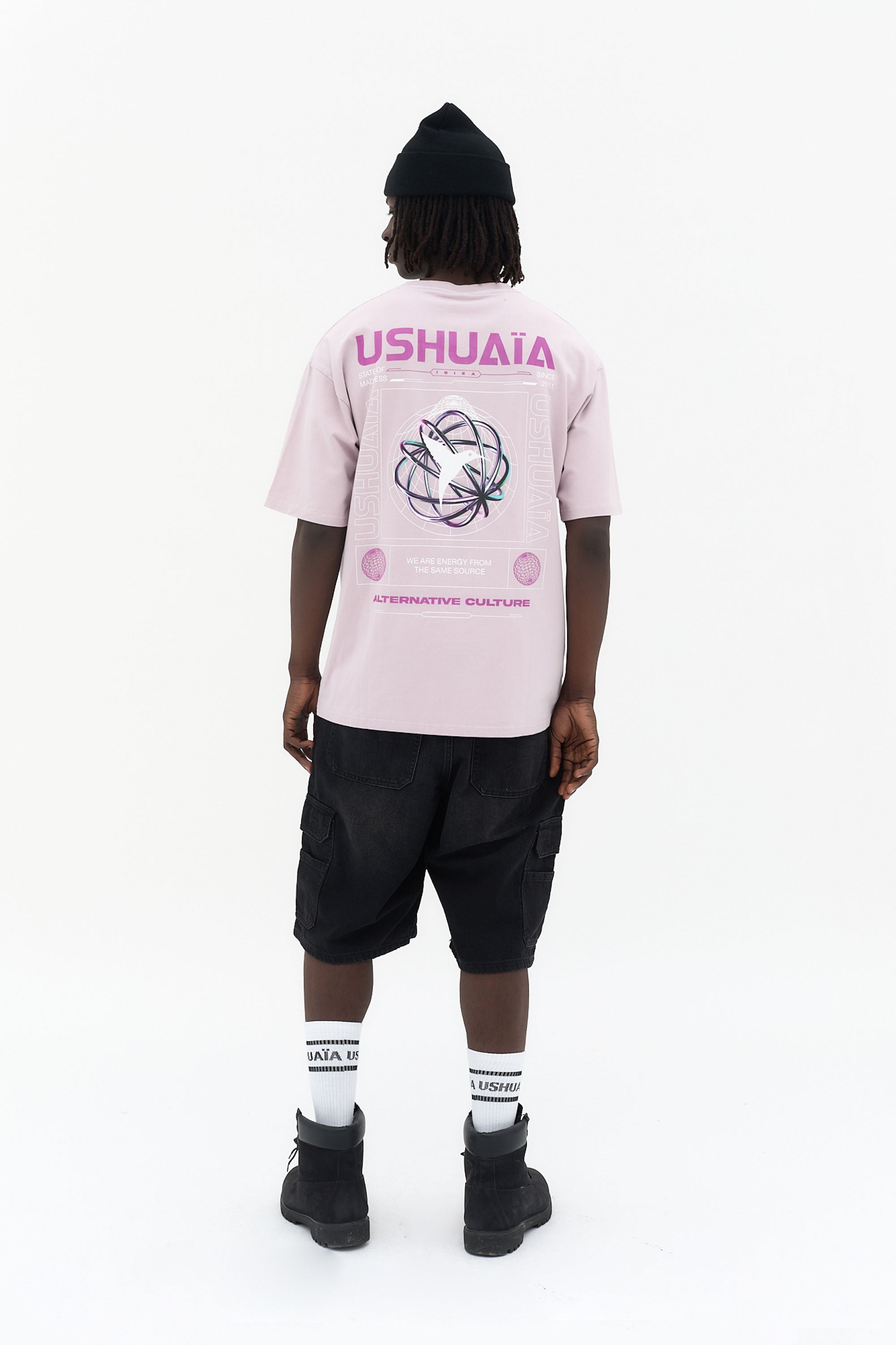 camiseta oversize hombre algodón elastano acid wash logo ushuaïa