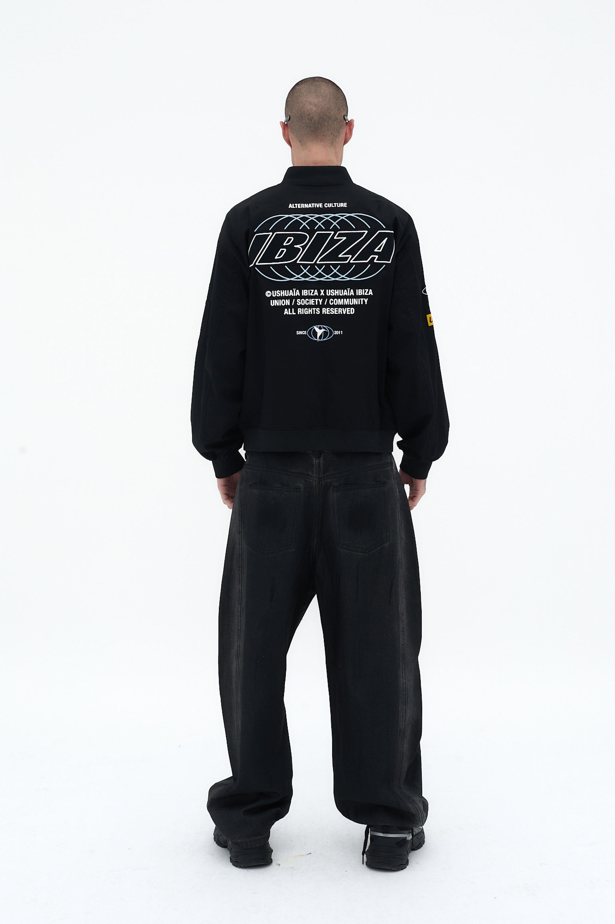 bomber hombre negra cremallera