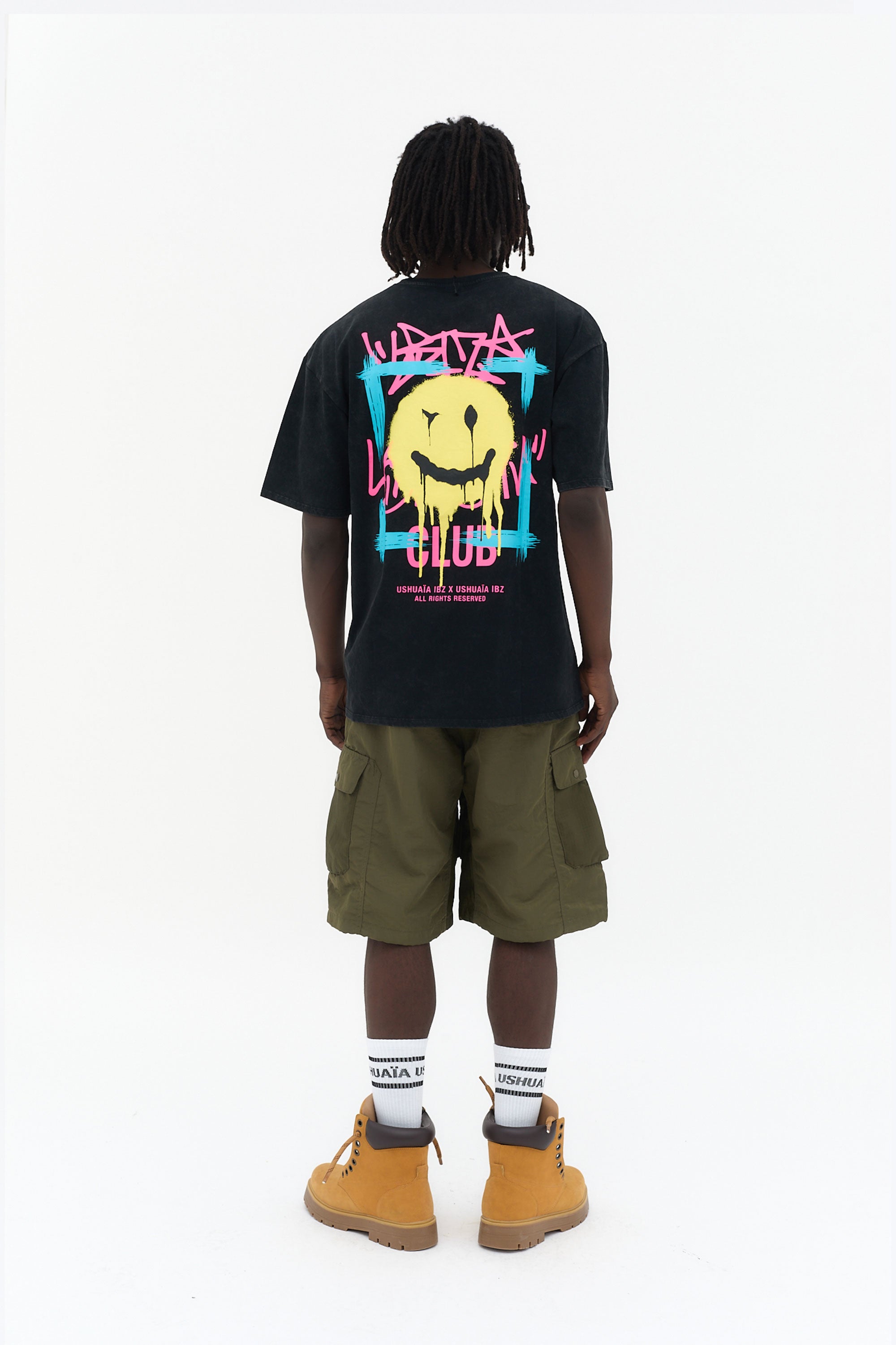 camiseta oversize hombre algodón silicon wash logo ushuaïa delantero y espalda ibiza