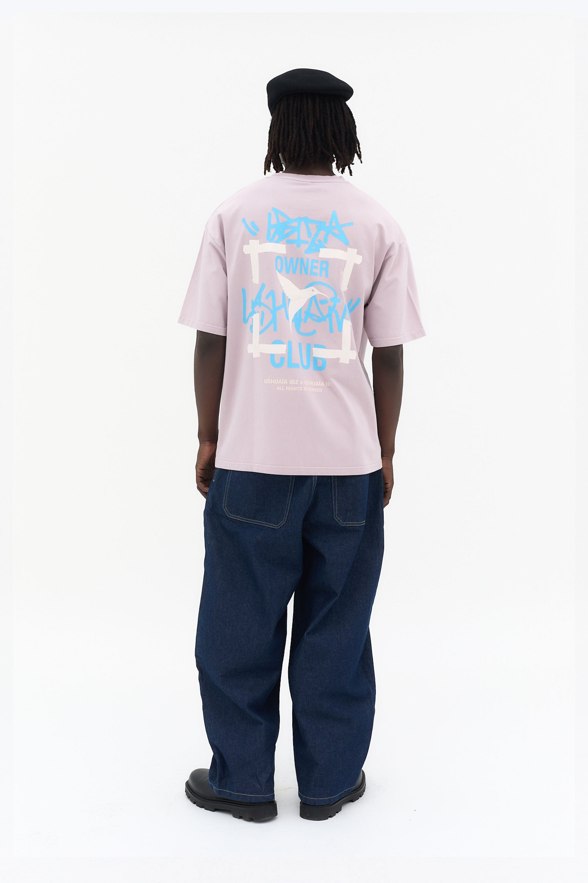 camiseta oversize hombre algodón elastano acid wash logo ushuaïa