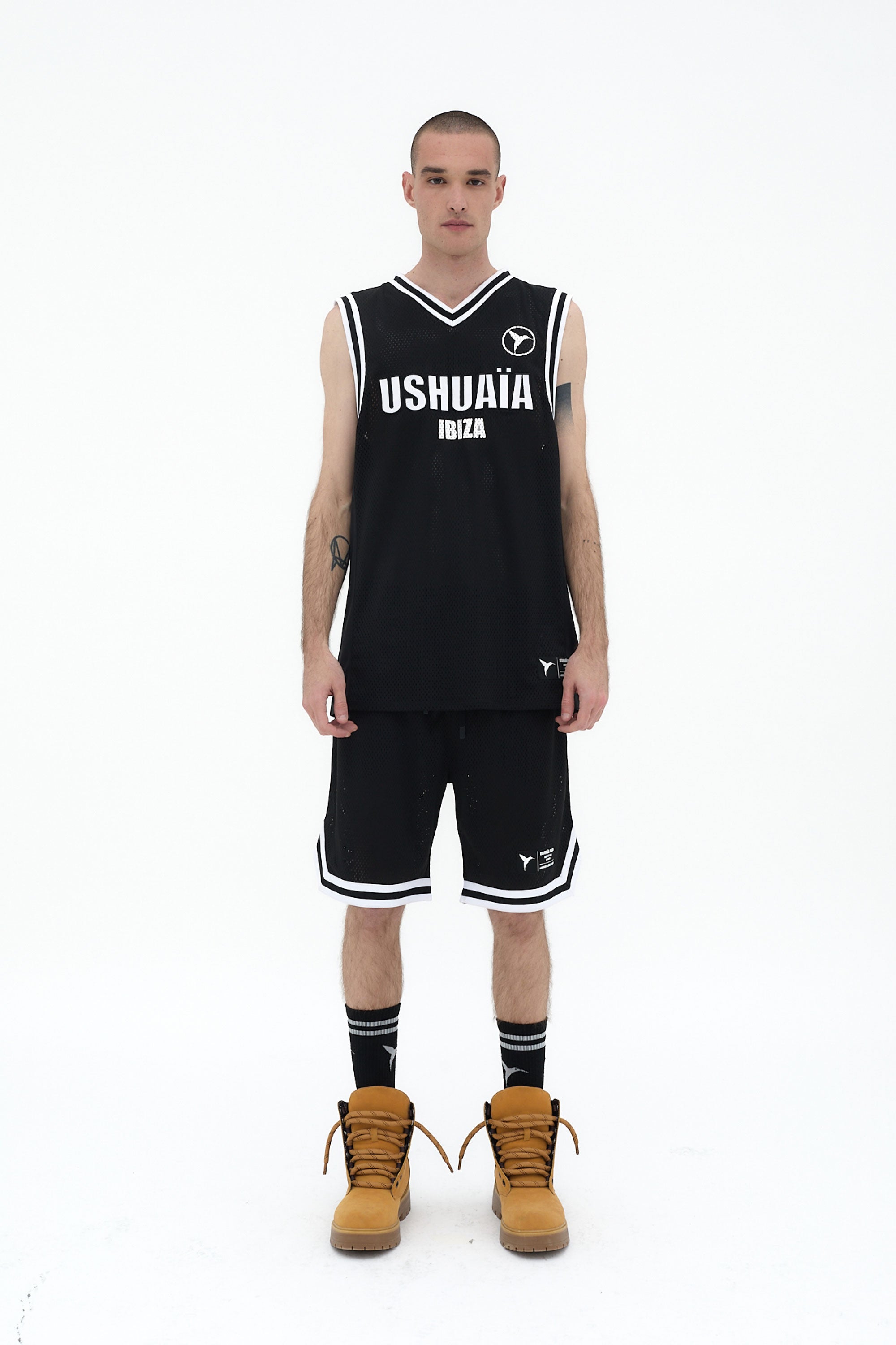 short basketball hombre poliéster mesh negro ushuaïa