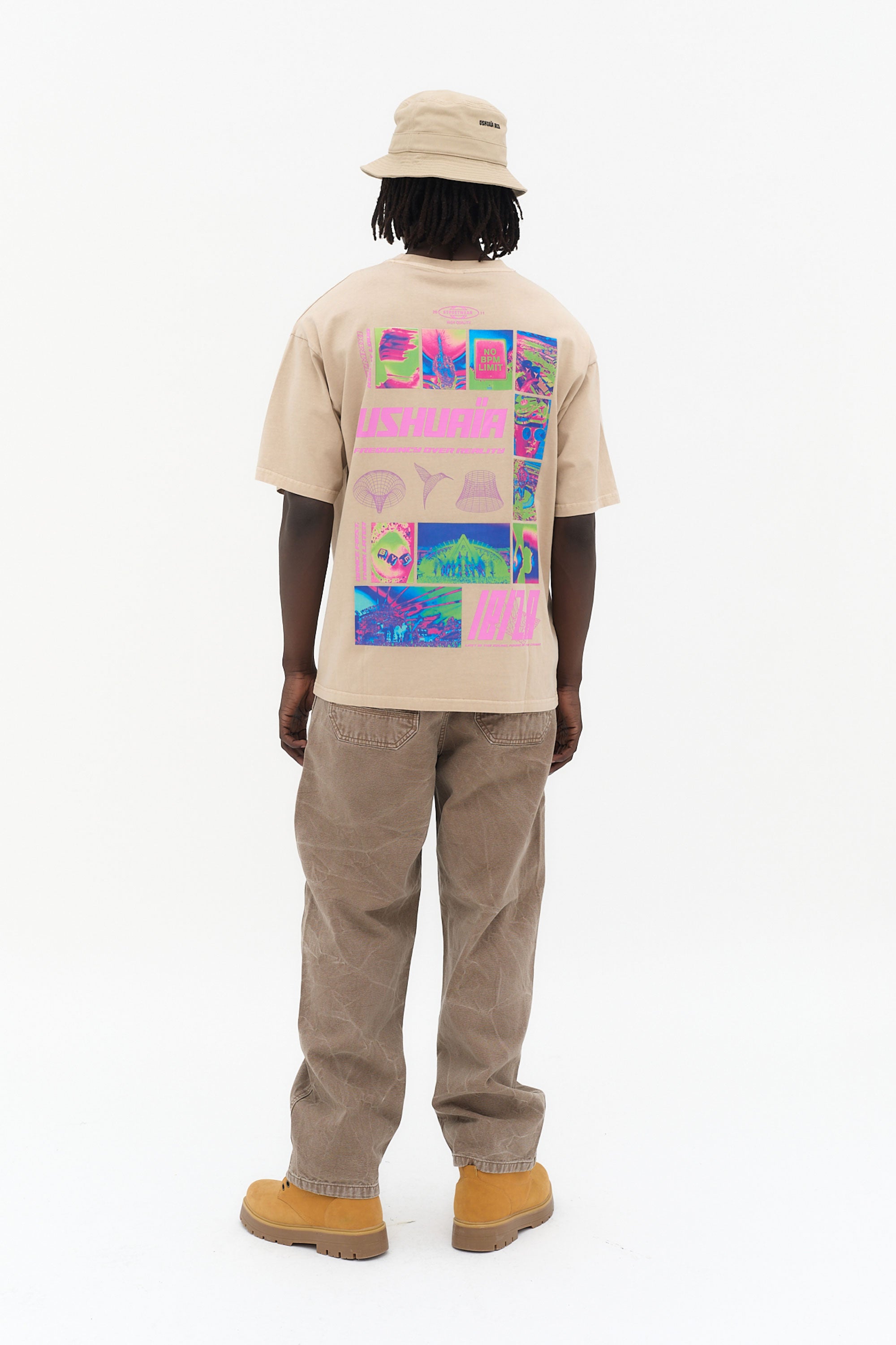 camiseta oversize hombre algodón acid wash enzymatic wash logo ushuaïa