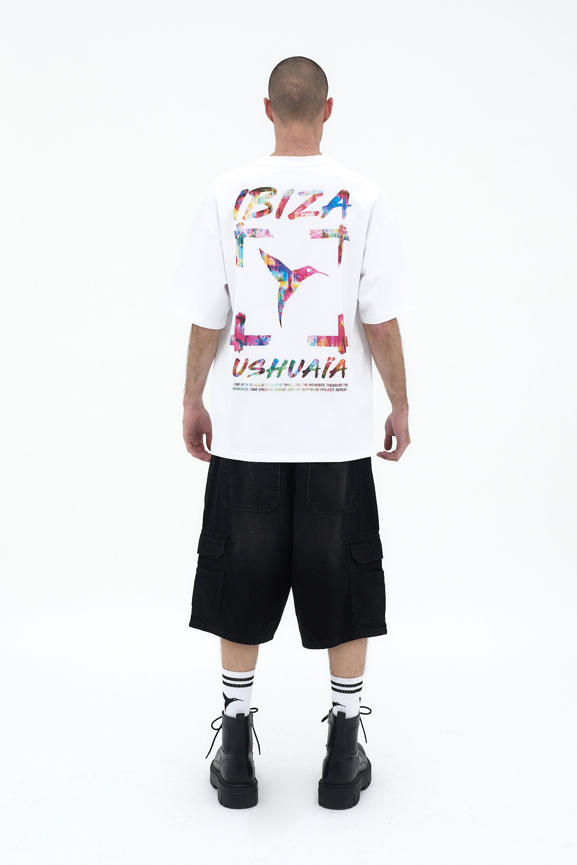 camiseta oversize hombre algodón silicon wash logo ushuaïa delantero y espalda ibiza