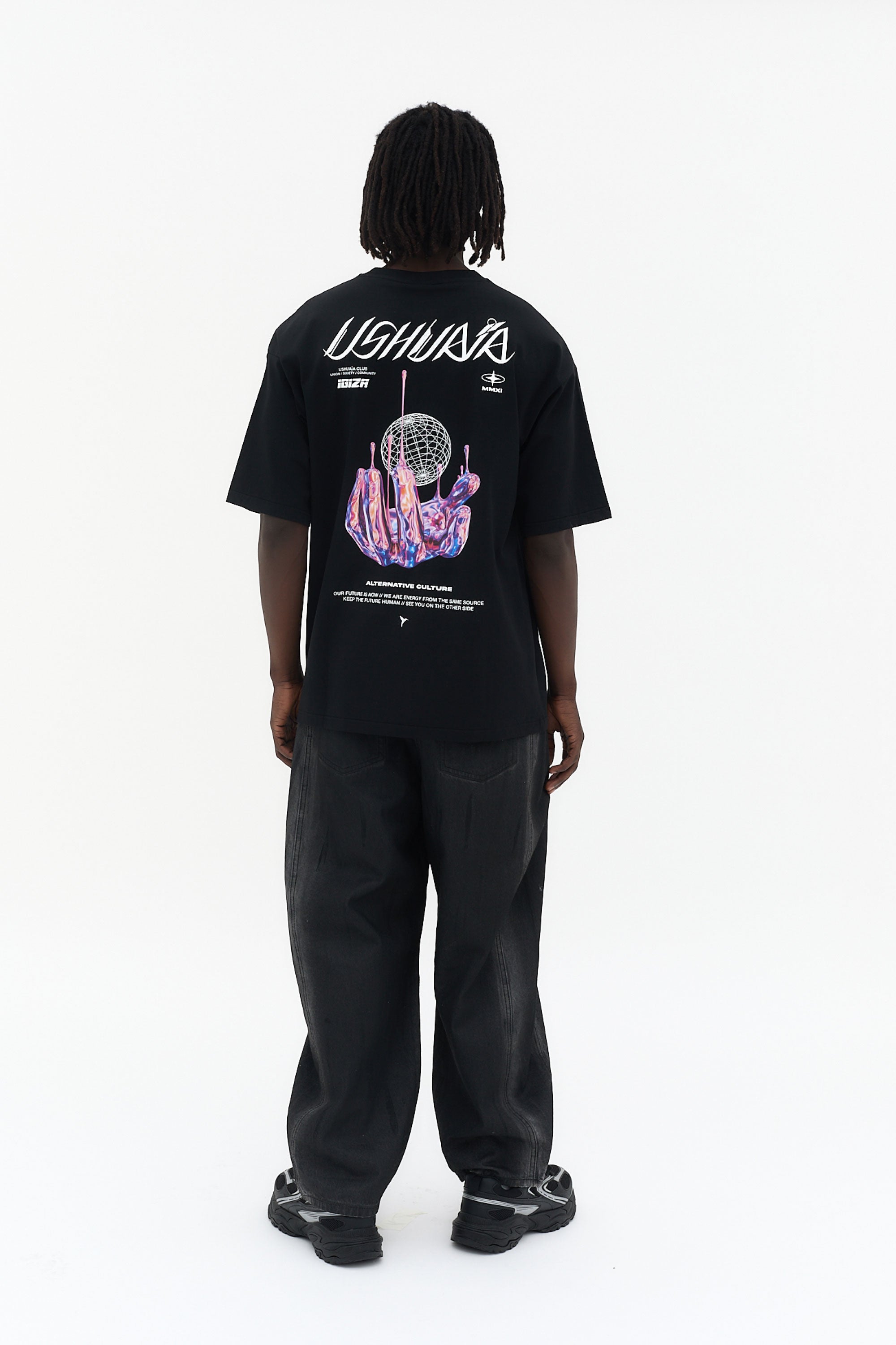 camiseta oversize hombre algodón elastano silicon wash logo ushuaïa