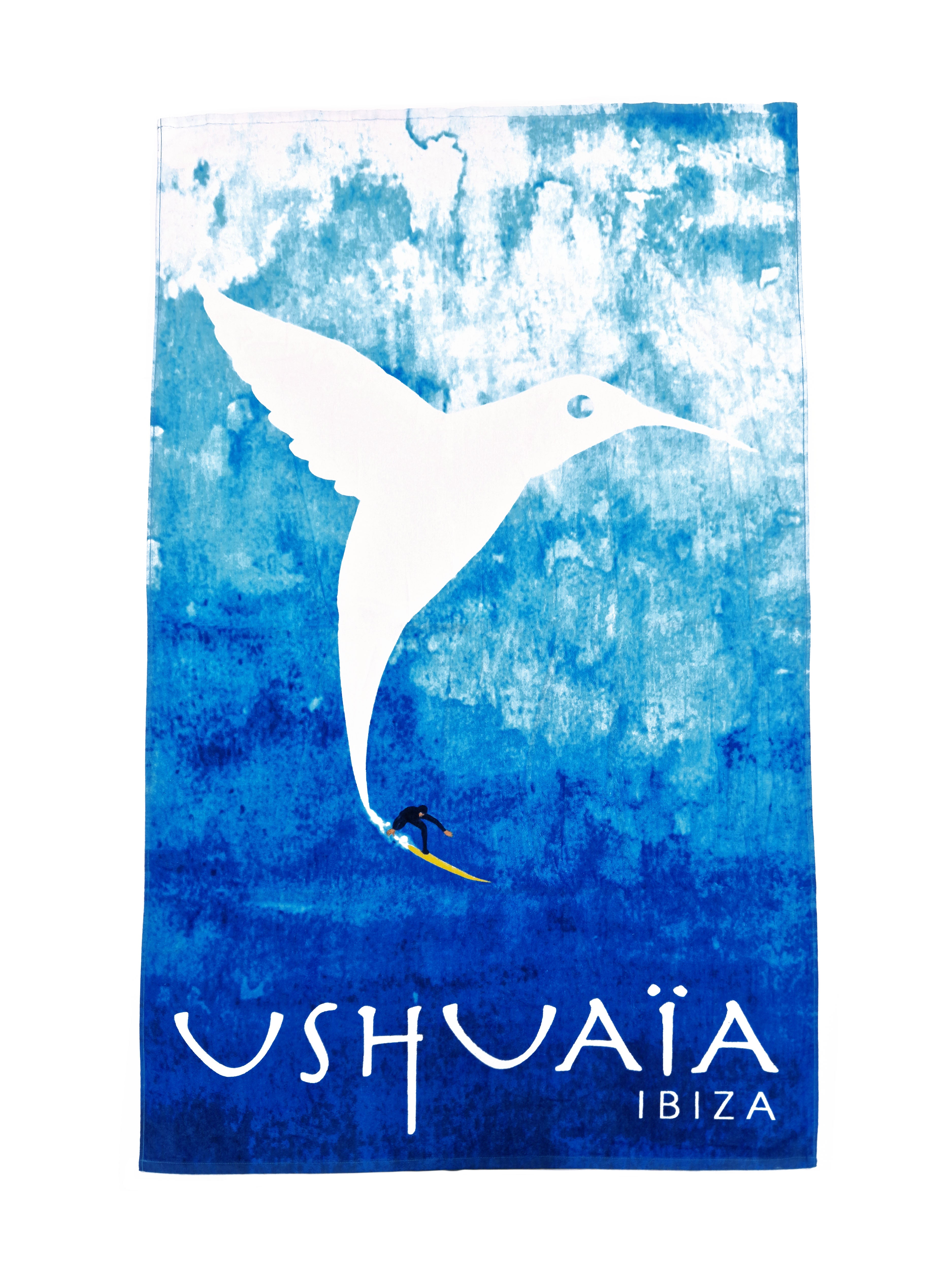 Toalla con sello ushuaia– diseño de colibrí, ligera y absorbente para playa o piscina