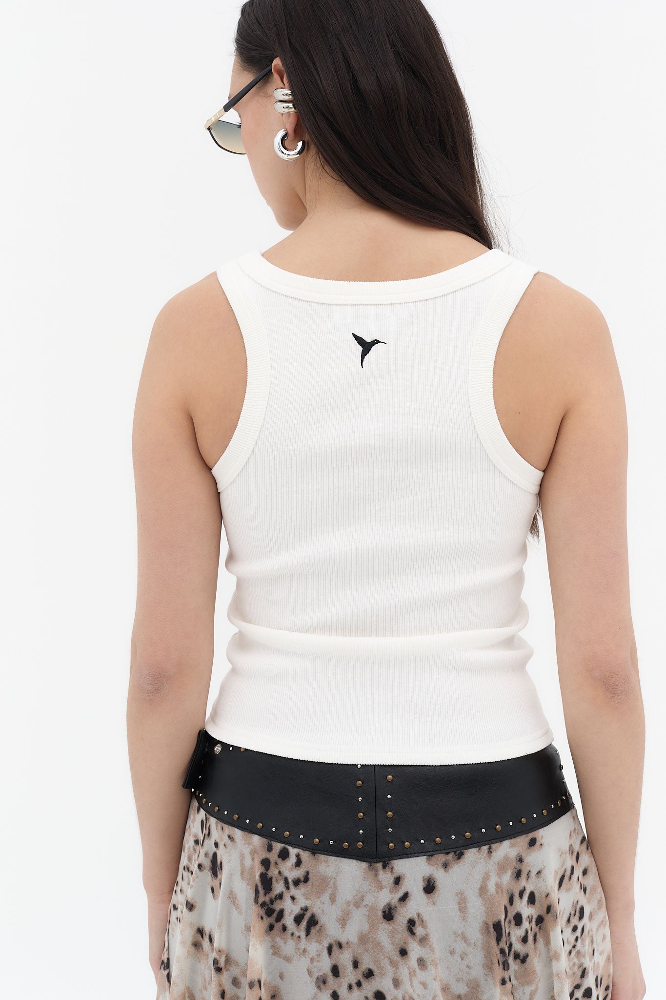 camiseta tirantes mujer blanca canalé logo