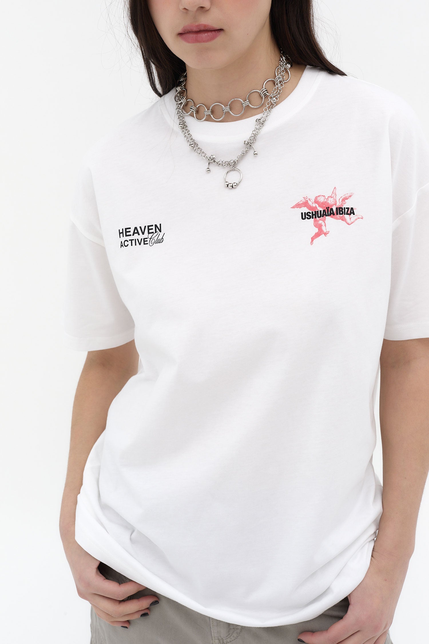 camiseta oversize mujer algodón modal soft wash logo ushuaïa