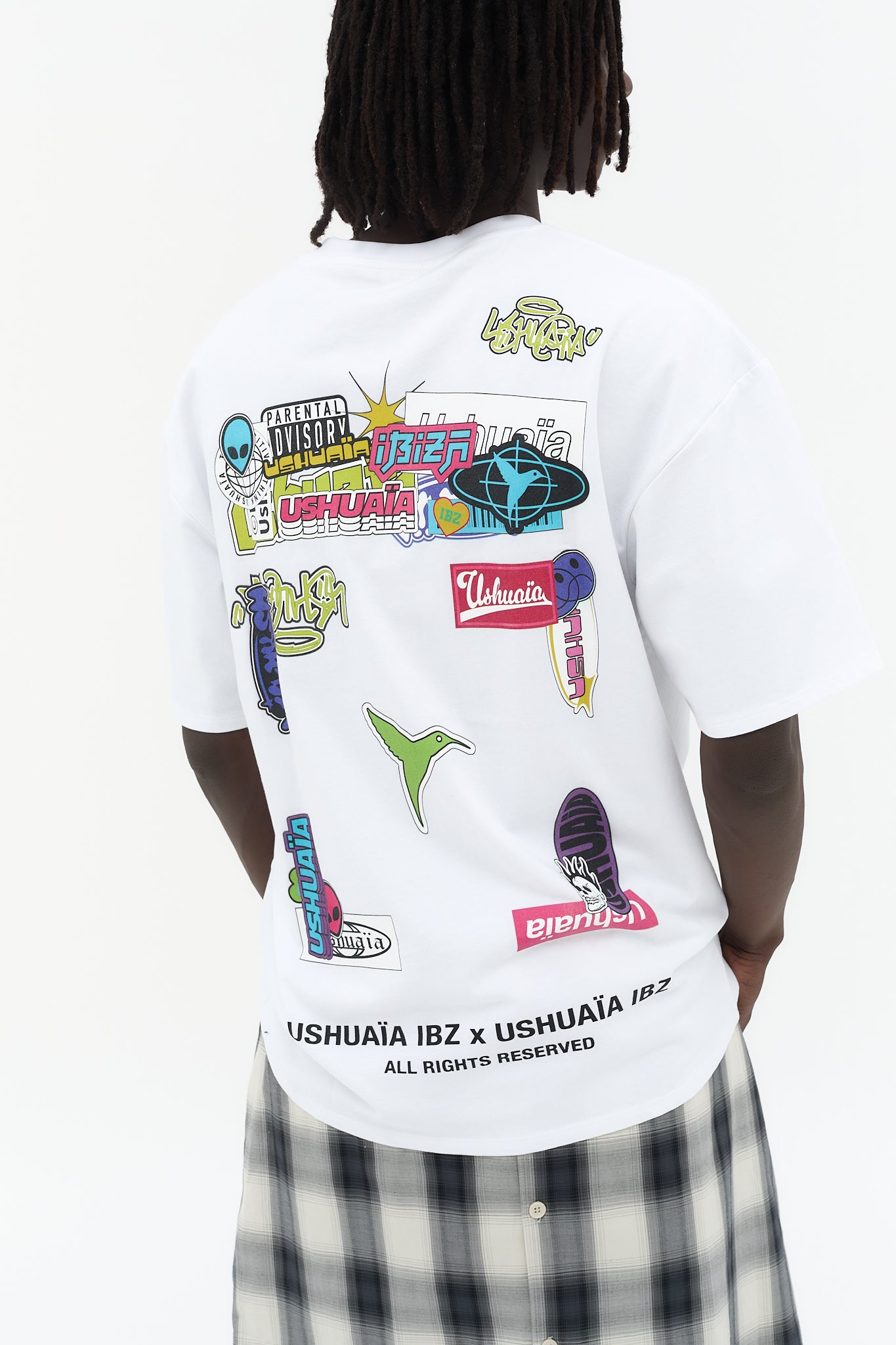 camiseta oversize hombre algodón silicon wash logo ushuaïa delantero y espalda ibiza
