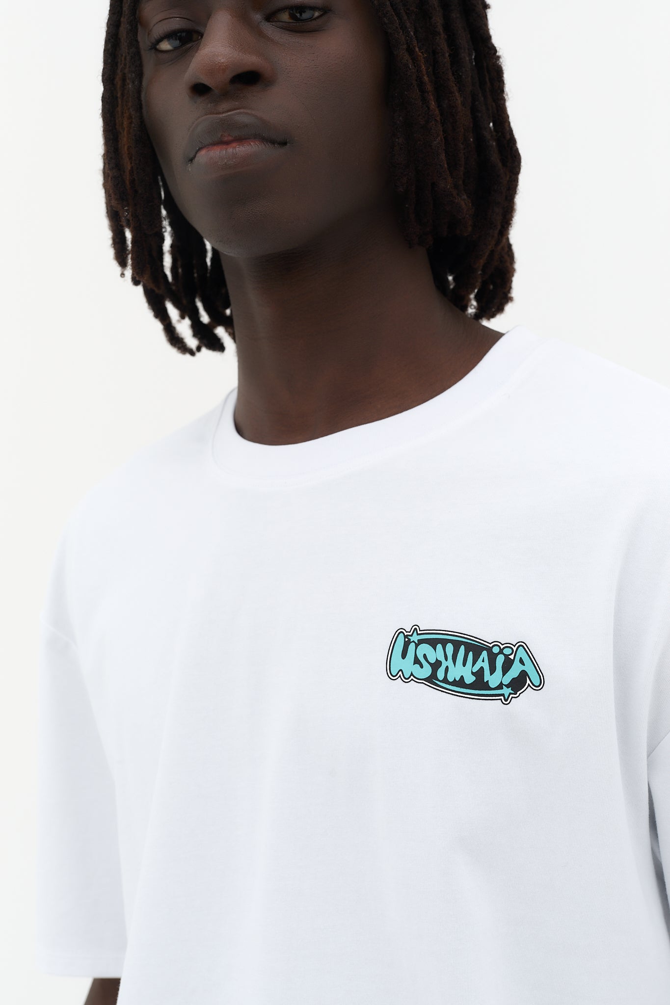 camiseta oversize hombre algodón silicon wash logo ushuaïa delantero y espalda ibiza