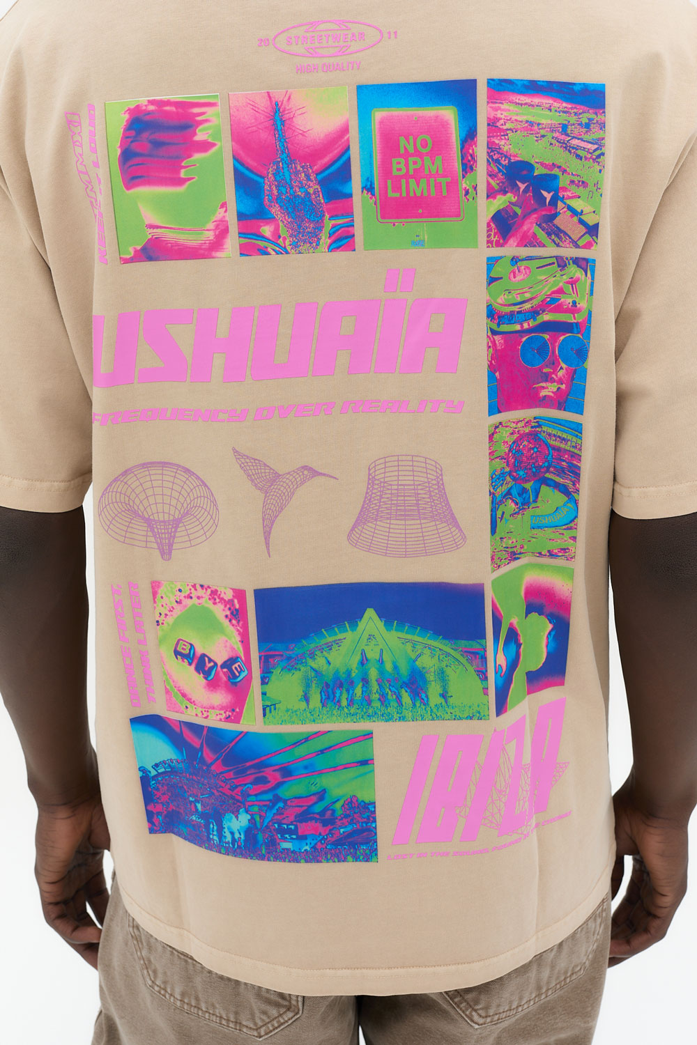 camiseta oversize hombre algodón acid wash enzymatic wash logo ushuaïa